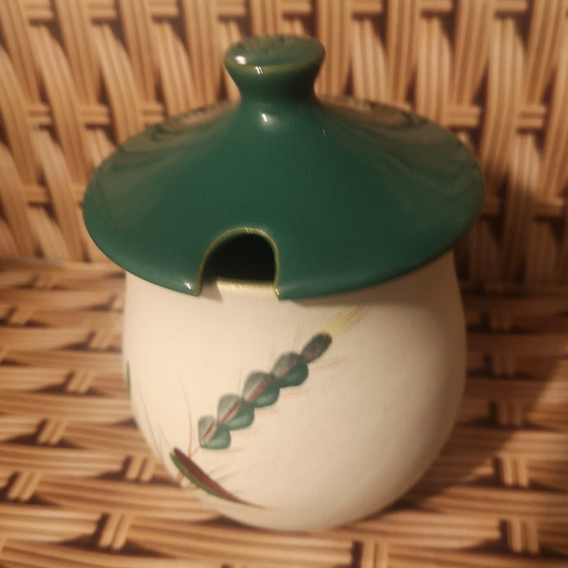 Denby pottery 'Greenwheat' jam pot with lid