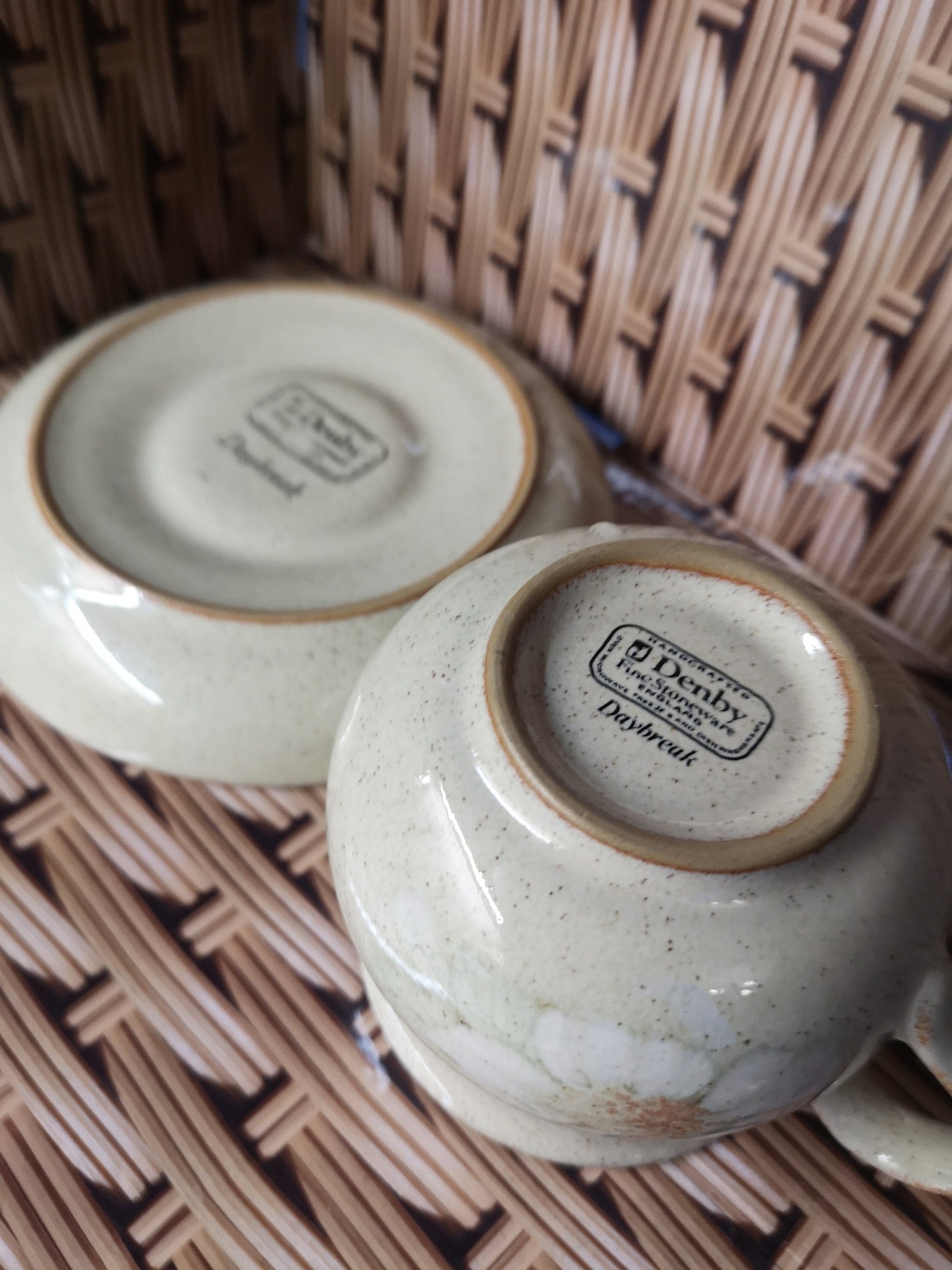 Denby Daybreak coffee cup and saucer - light and dark brown - 1980s