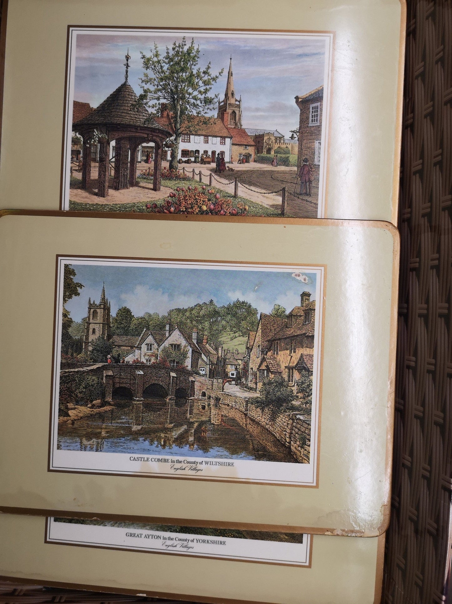 5 x rectangular dinner place mats serving place mats - English villages pictures