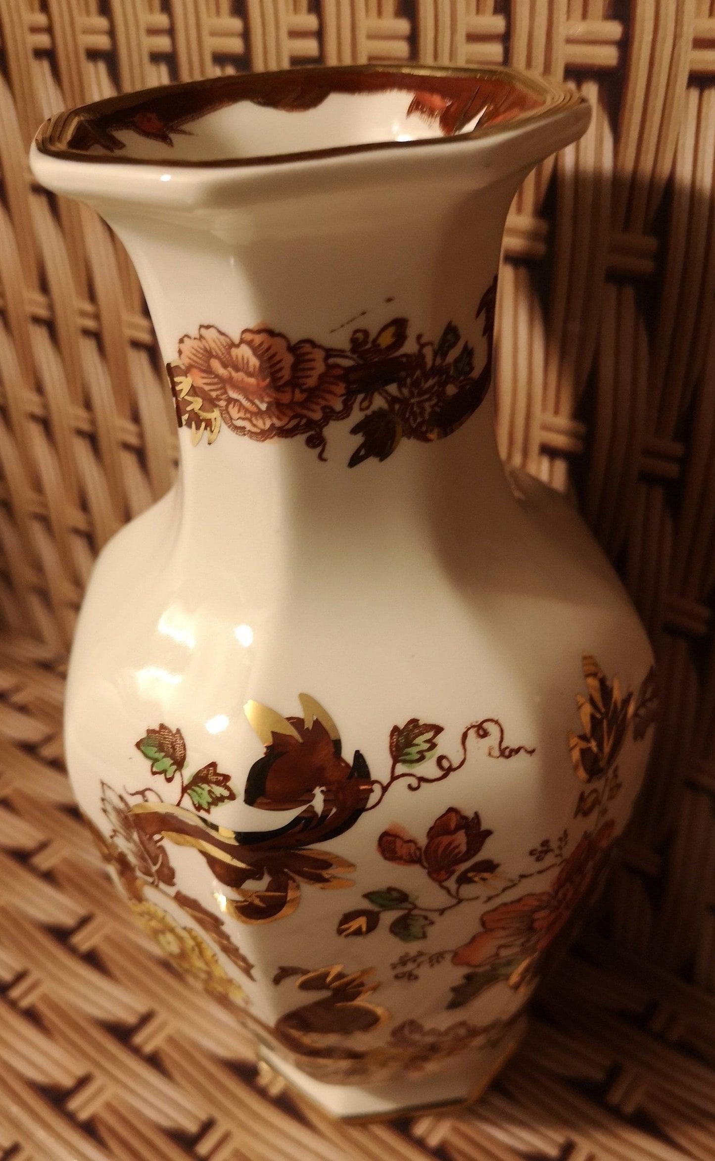 Mason's ironstone brown velvet vase 8" tall