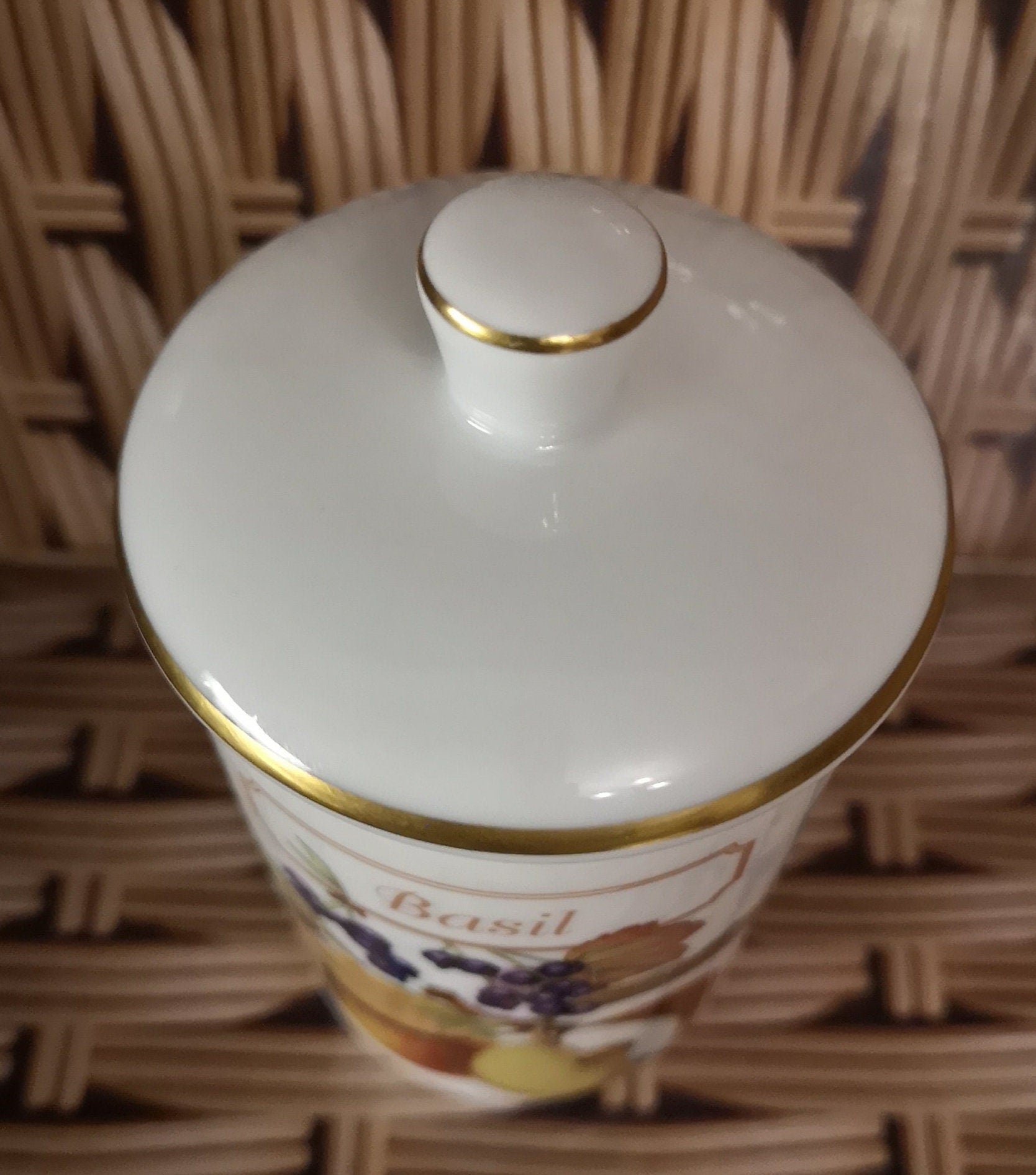 Royal Worcester small lidded herb pot - Basil or Sage