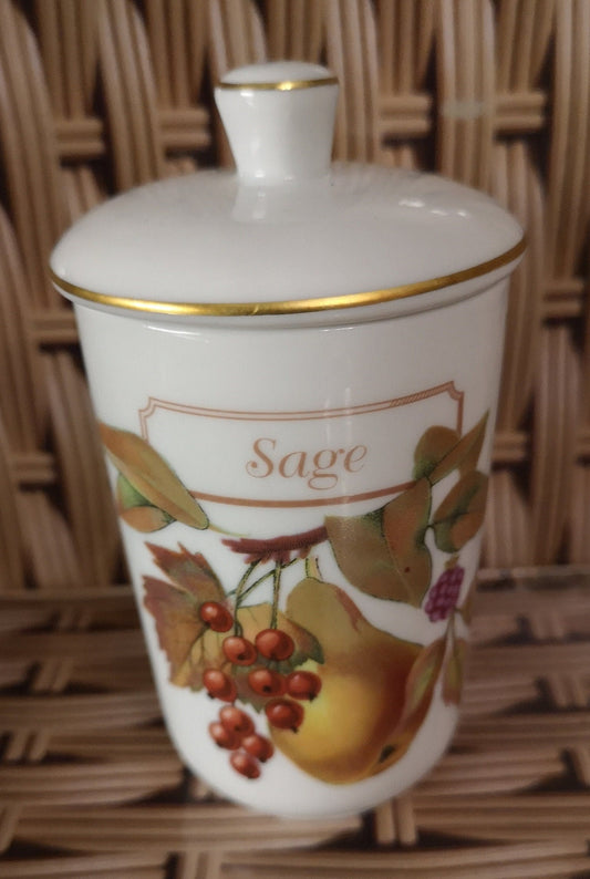 Royal Worcester small lidded herb pot - Basil or Sage