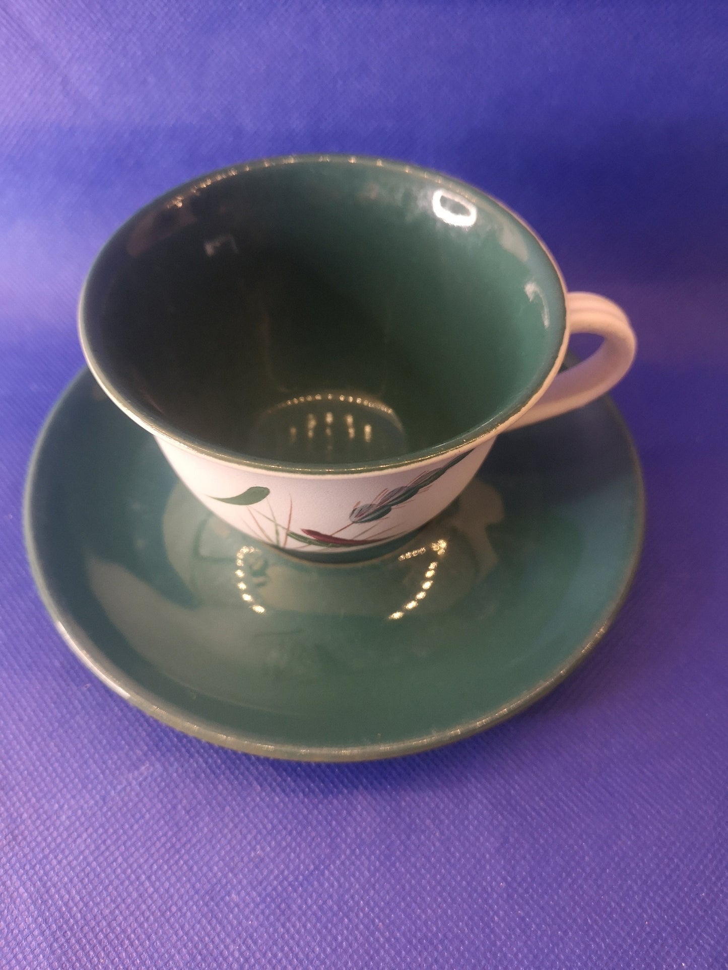 Denby greenwheat cup and saucer - retro look