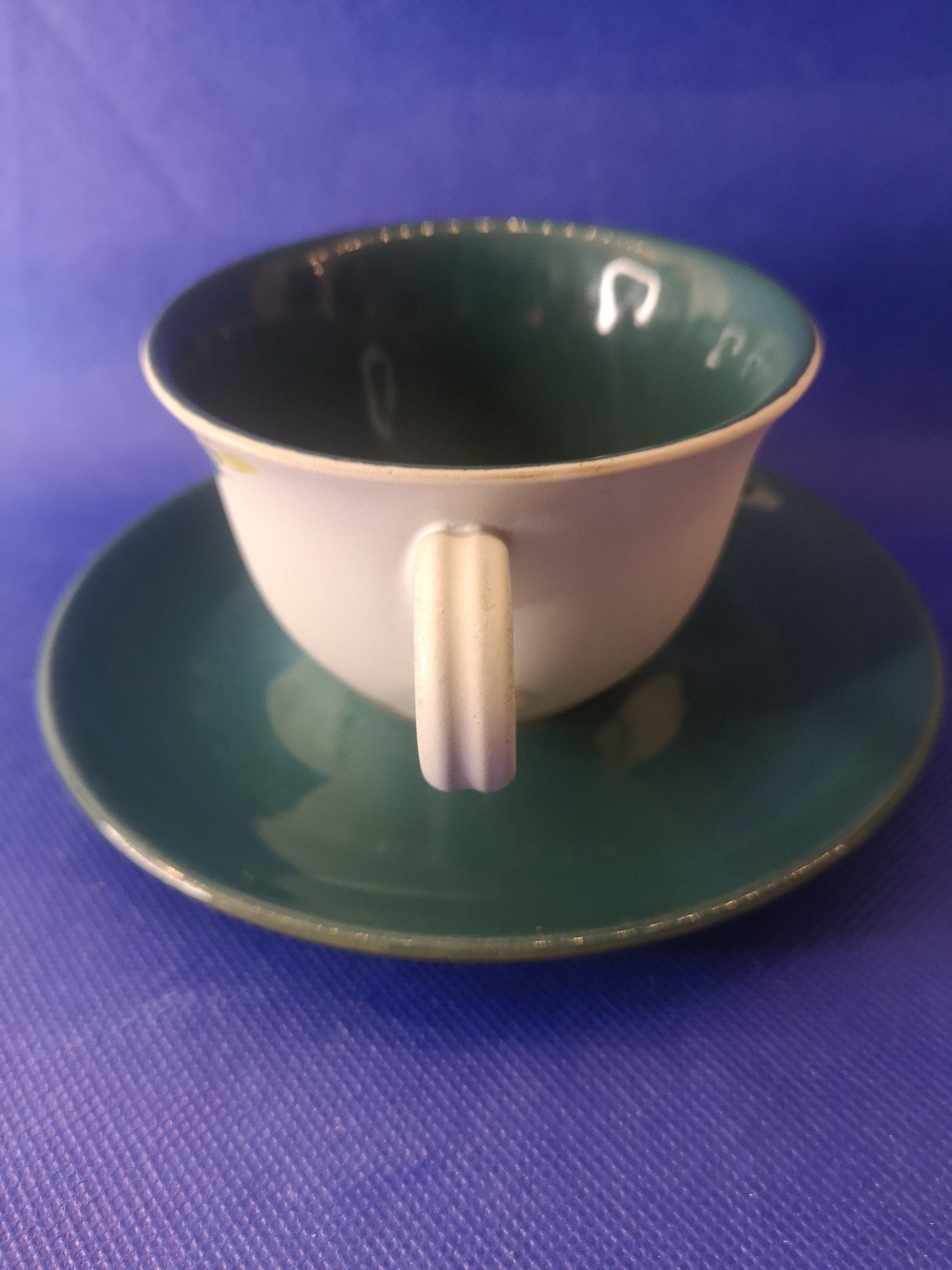 Denby greenwheat cup and saucer - retro look