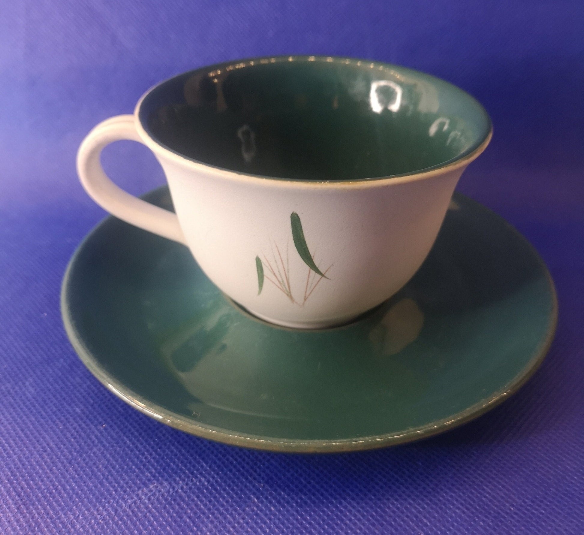 Denby greenwheat cup and saucer - retro look