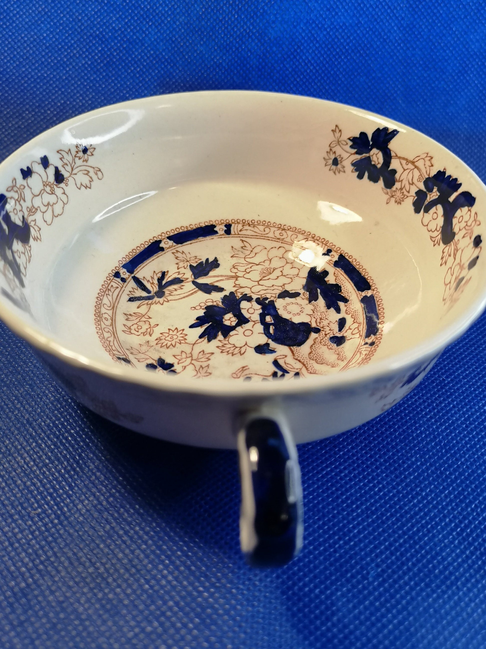 Mason;s Ironstone Blue Mandalay soup bowl and saucer - some crazing