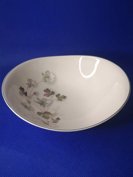 Johnson Brothers snowhite bowl with flower decorations unusual shape