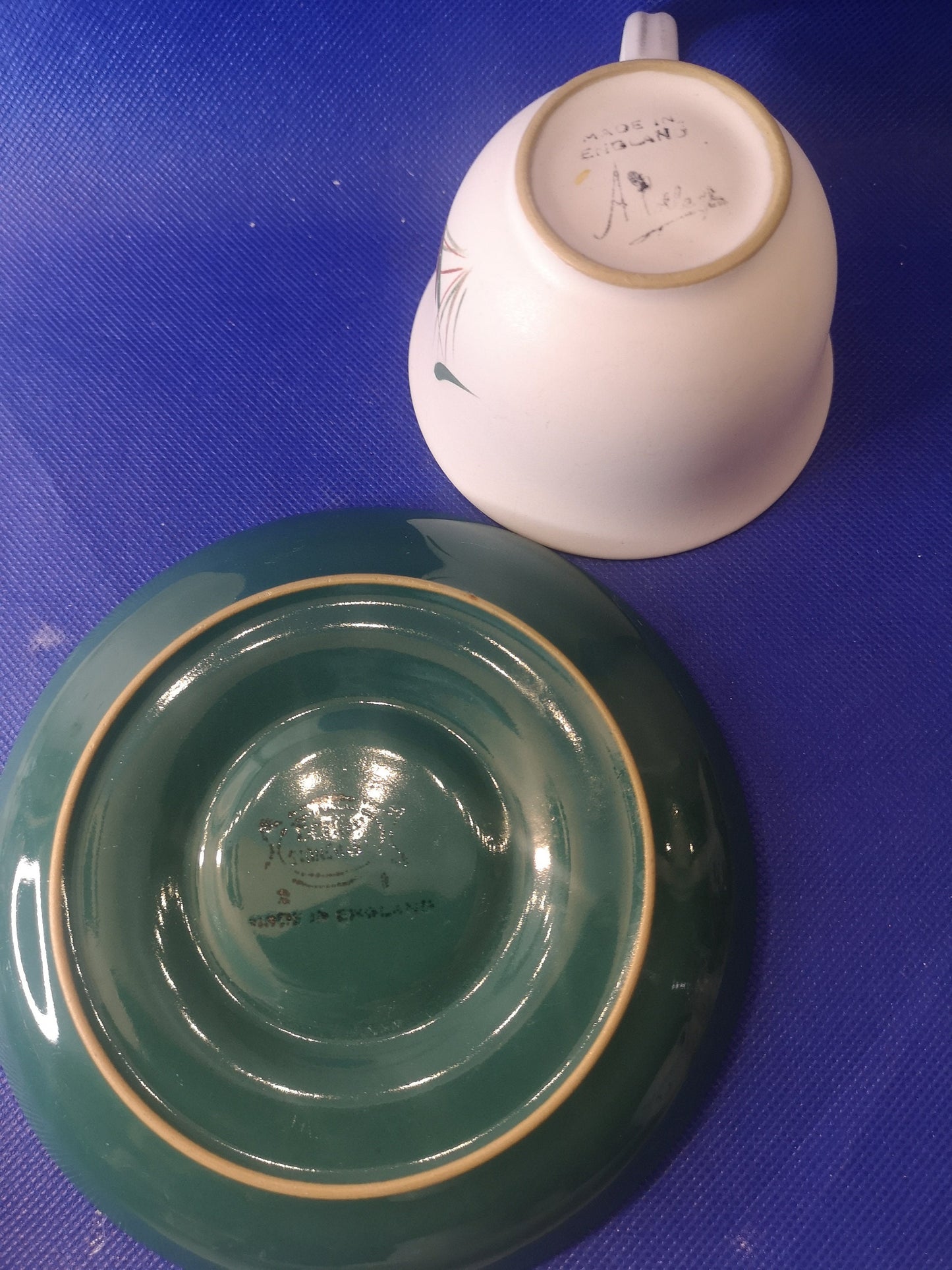 Denby greenwheat cup and saucer - retro look