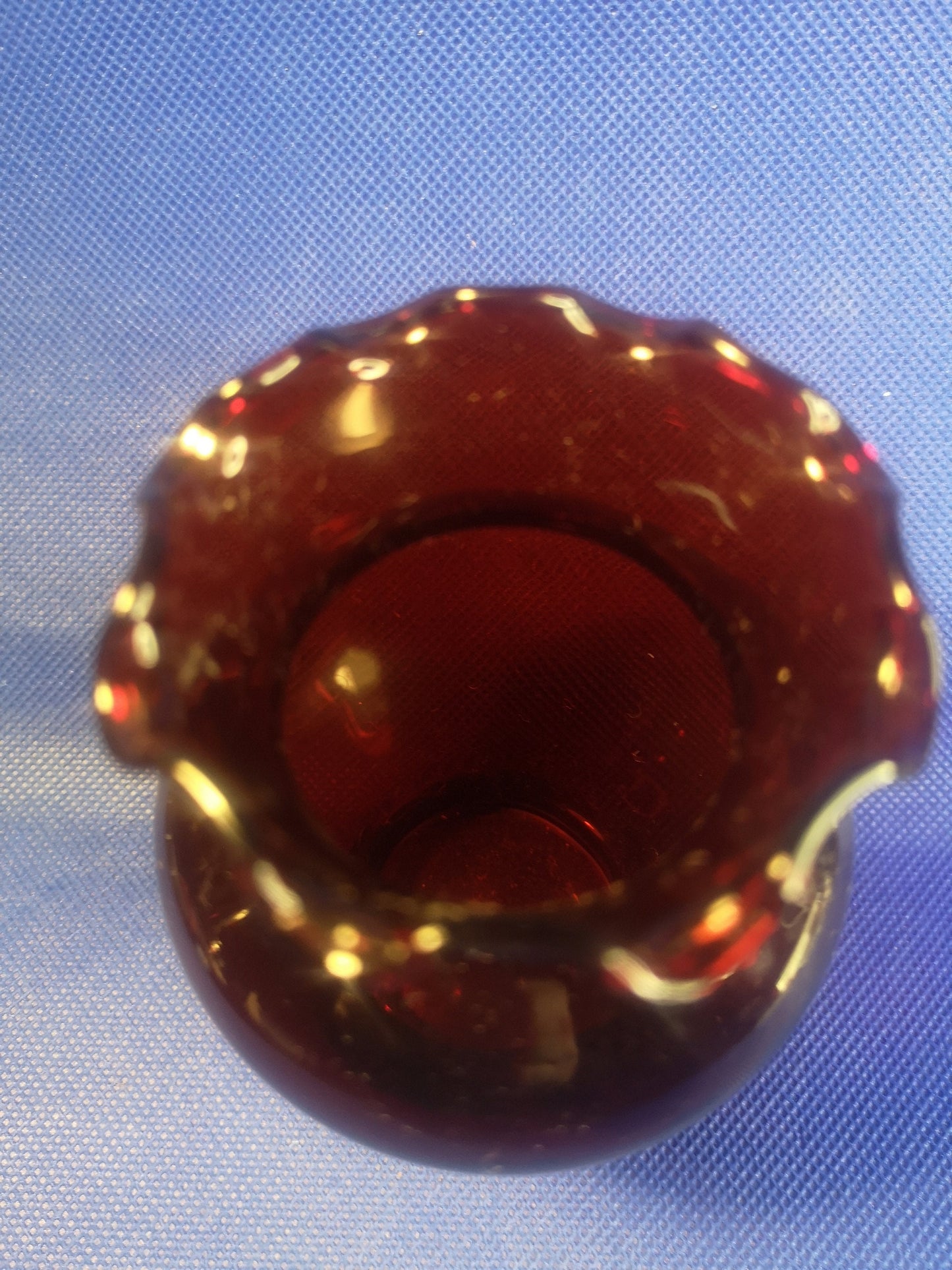 Anchor hocking Ruby red glass vase 4" tall