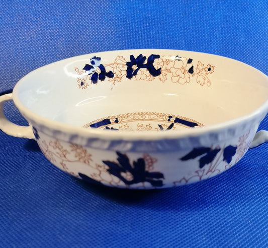 Mason;s Ironstone Blue Mandalay soup bowl and saucer - some crazing