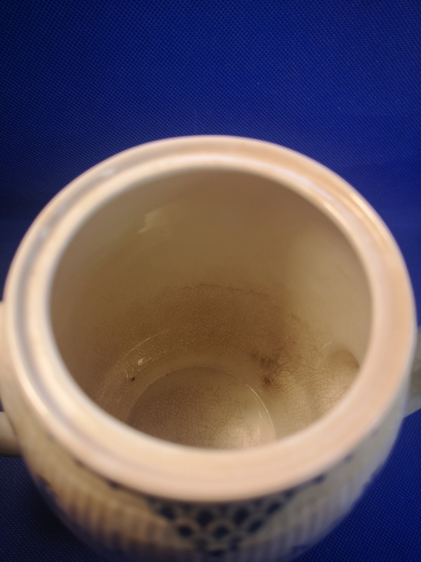 Furnivals Blue Denmark coffee pot - badly crazed and stained, craft only