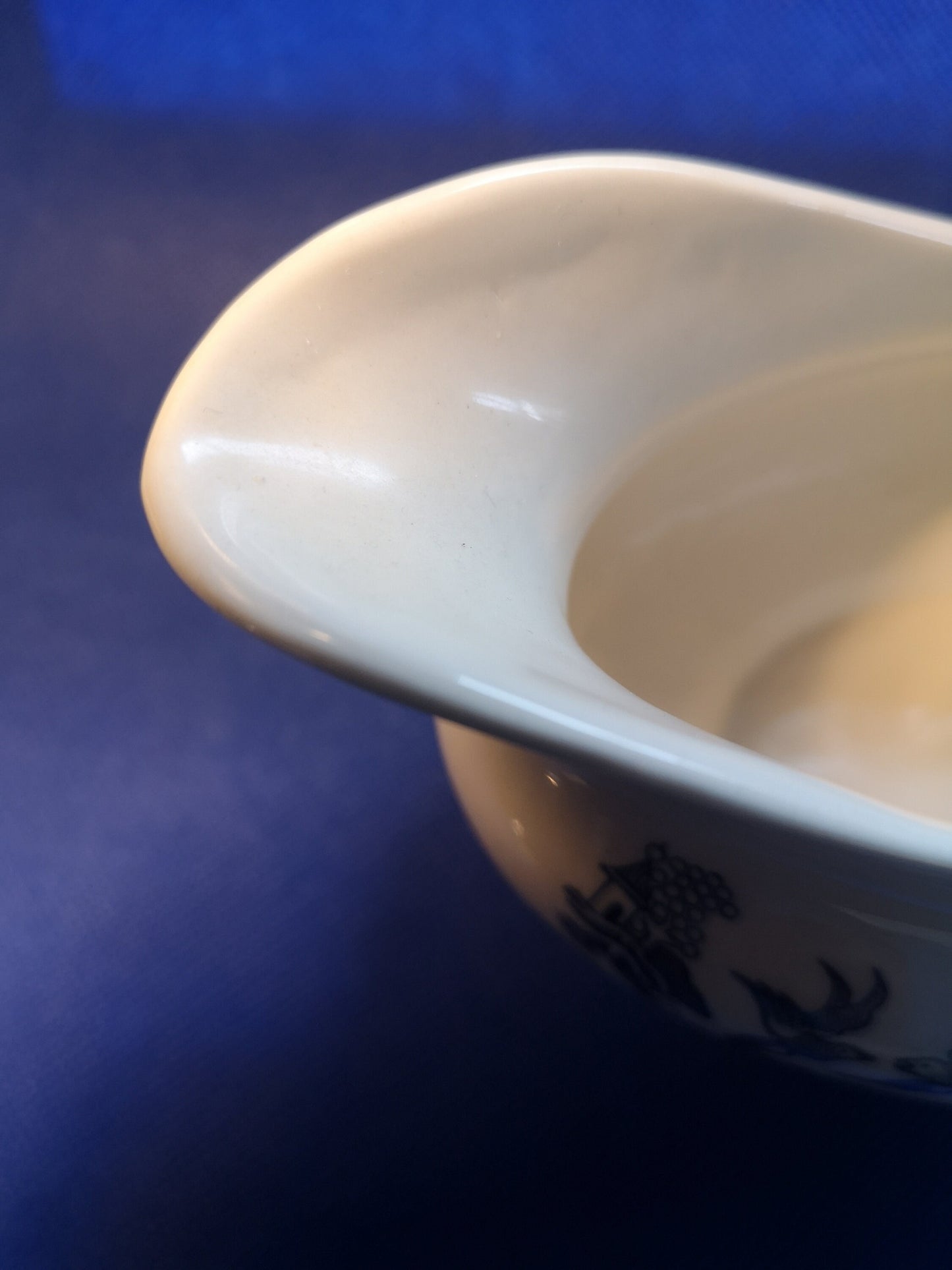 English ironstone Tableware blue and white gravy boat