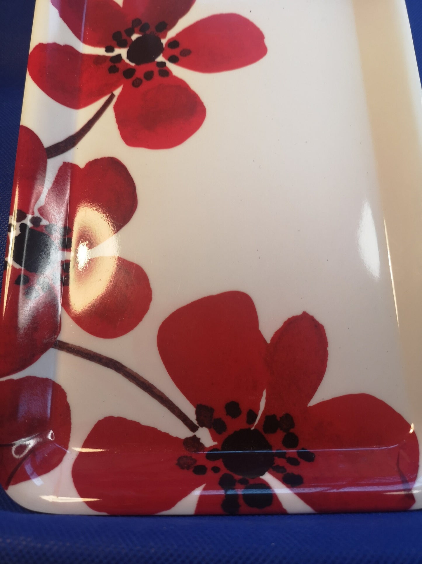 Poppy design melamine rectangular tray 38cm x 17cm