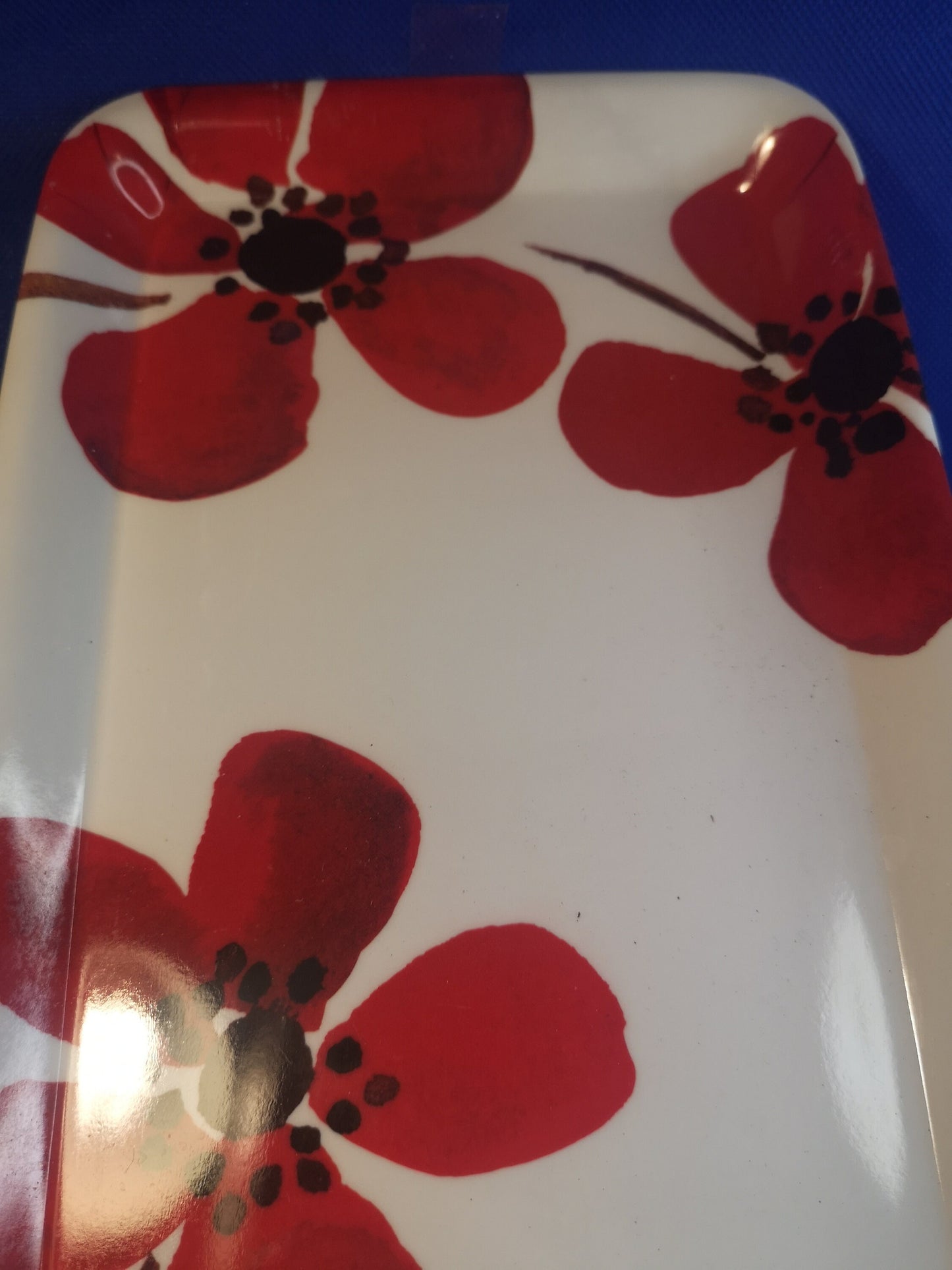 Poppy design melamine rectangular tray 38cm x 17cm