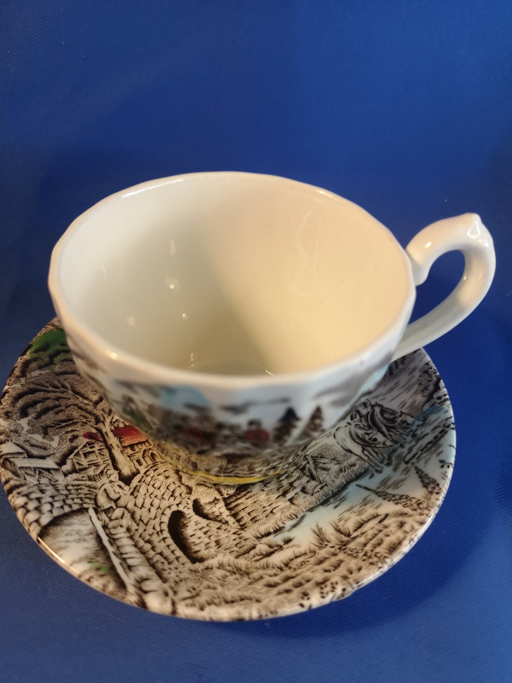 Myott espresso cup and saucer 70ml capacity Royal mail scene