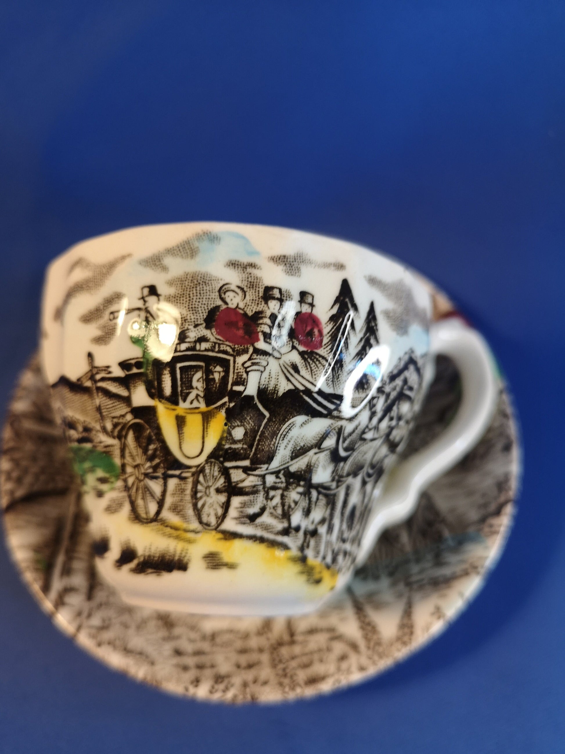 Myott espresso cup and saucer 70ml capacity Royal mail scene