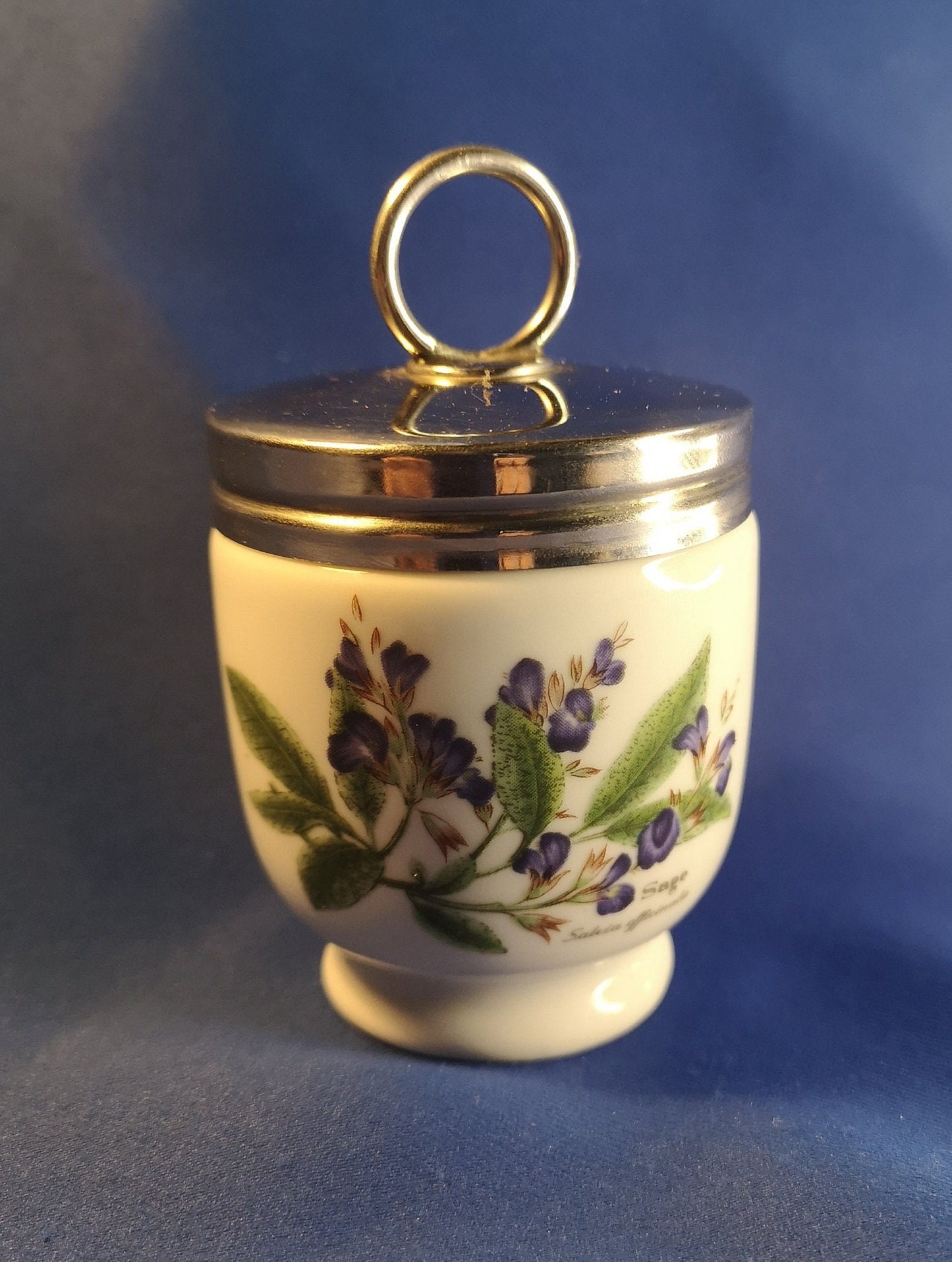 Royal Worcester egg coddler. Porcelain. single egg. Wild thyme design