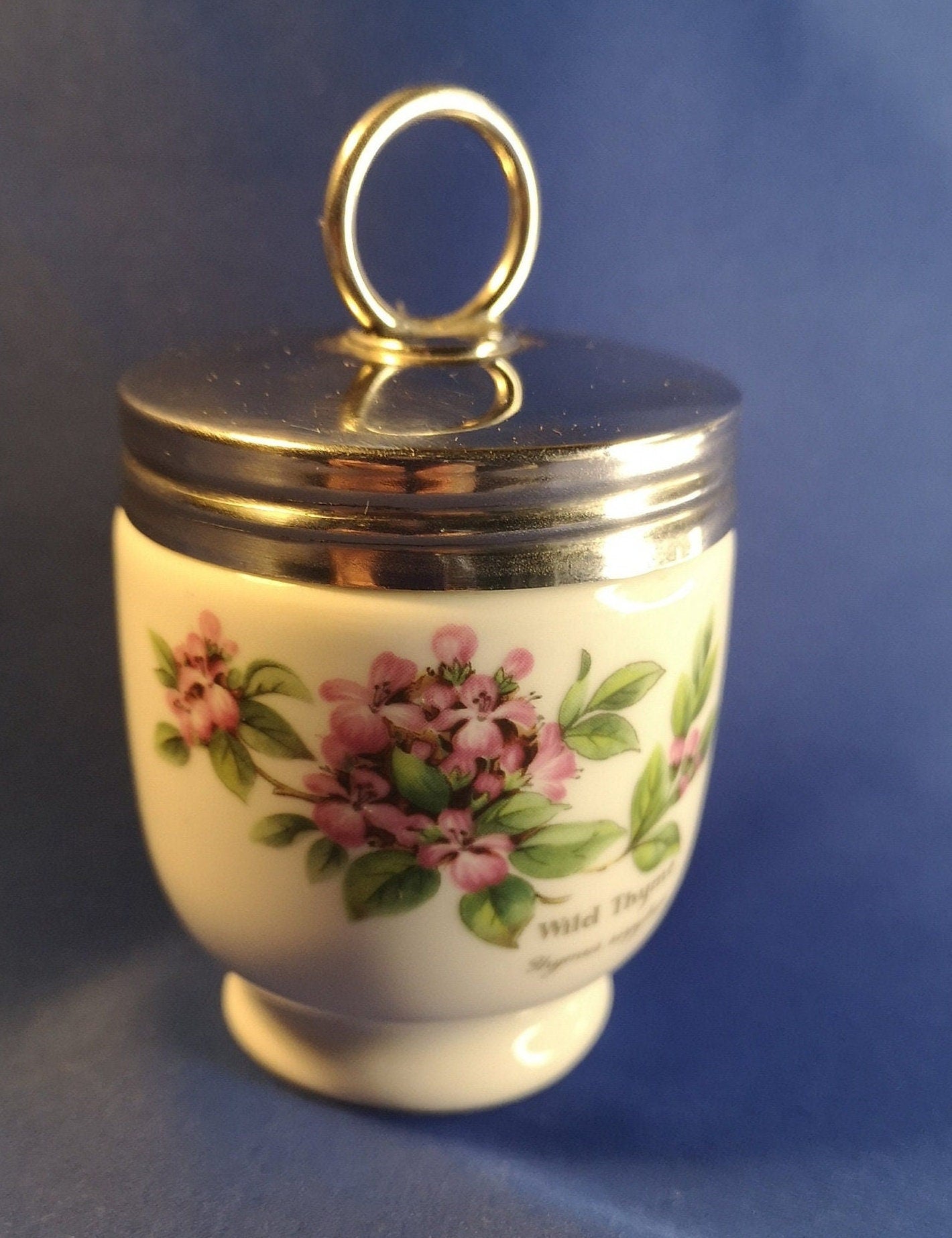 Royal Worcester egg coddler. Porcelain. single egg. Wild thyme design