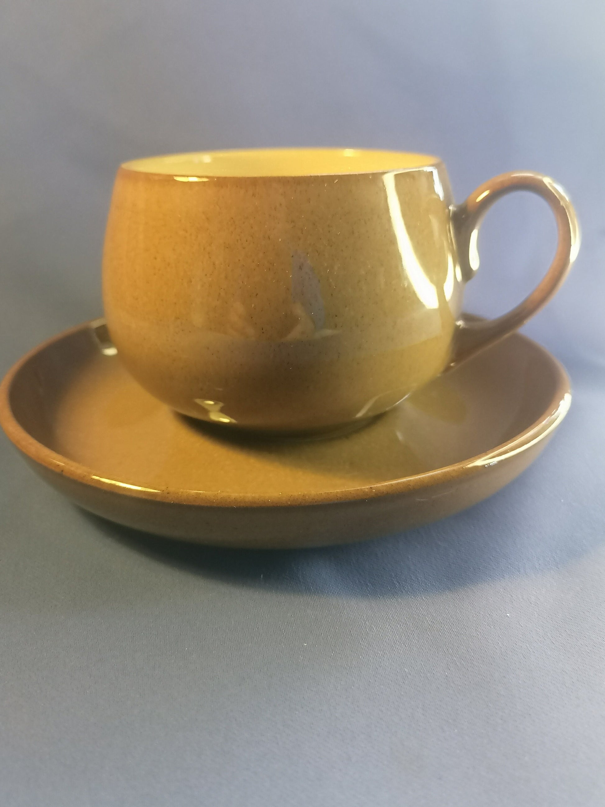 Denby Brown pampas coffee cup and saucer, sugar bowl, milk jug 1970s