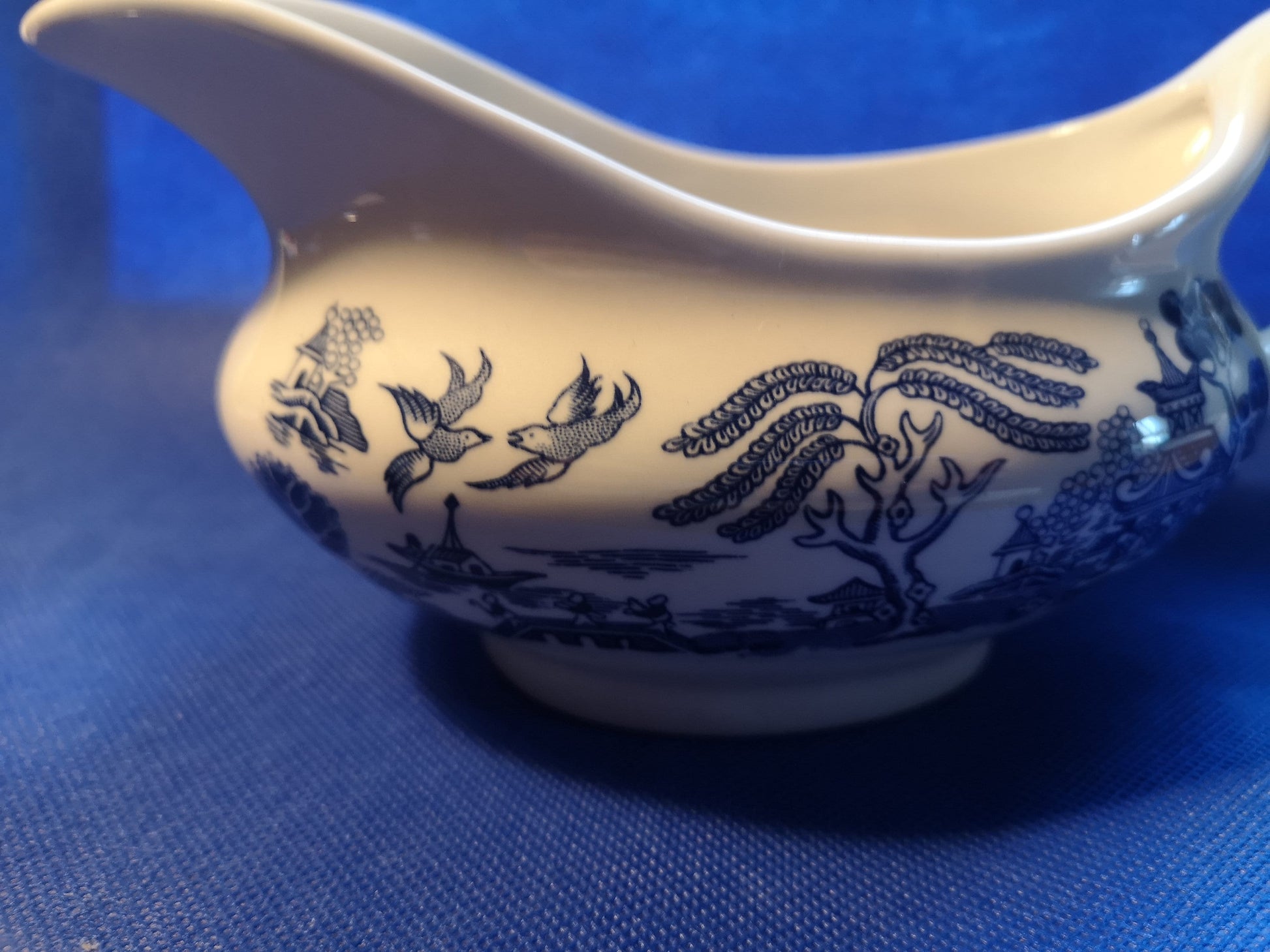 English ironstone Tableware blue and white gravy boat