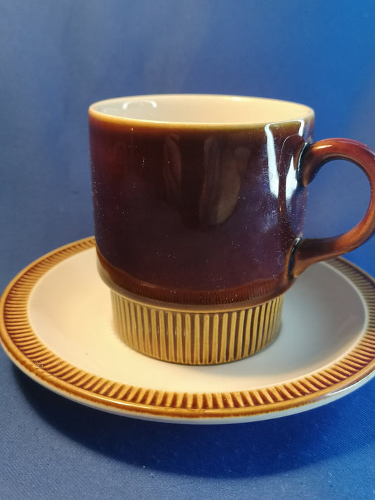 Poole pottery chestnut brown cup and saucer retro kitchenware