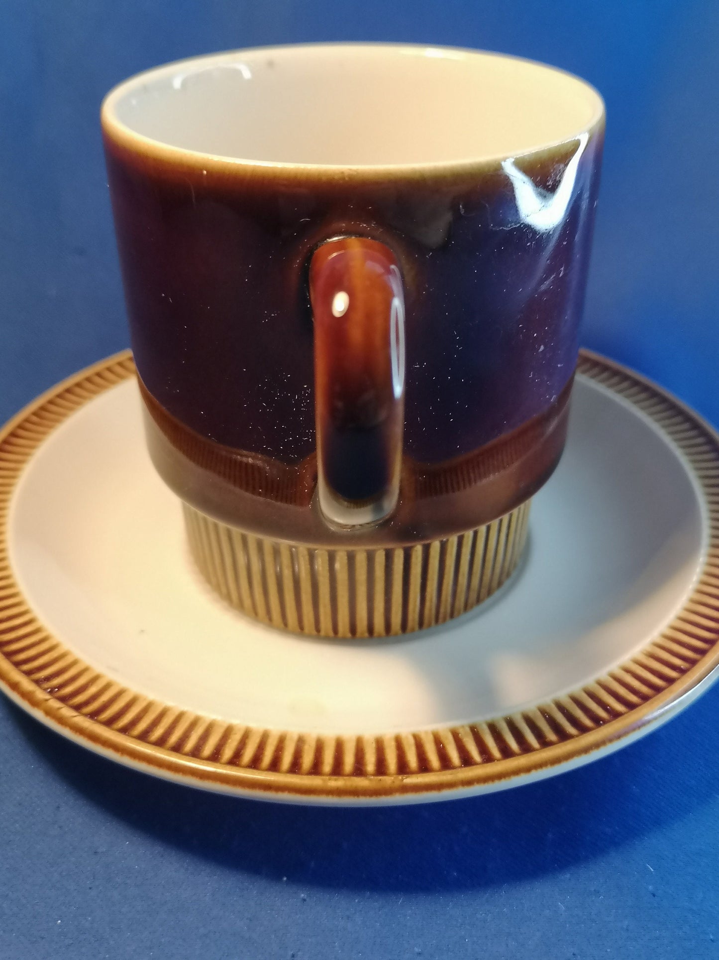 Poole pottery chestnut brown cup and saucer retro kitchenware