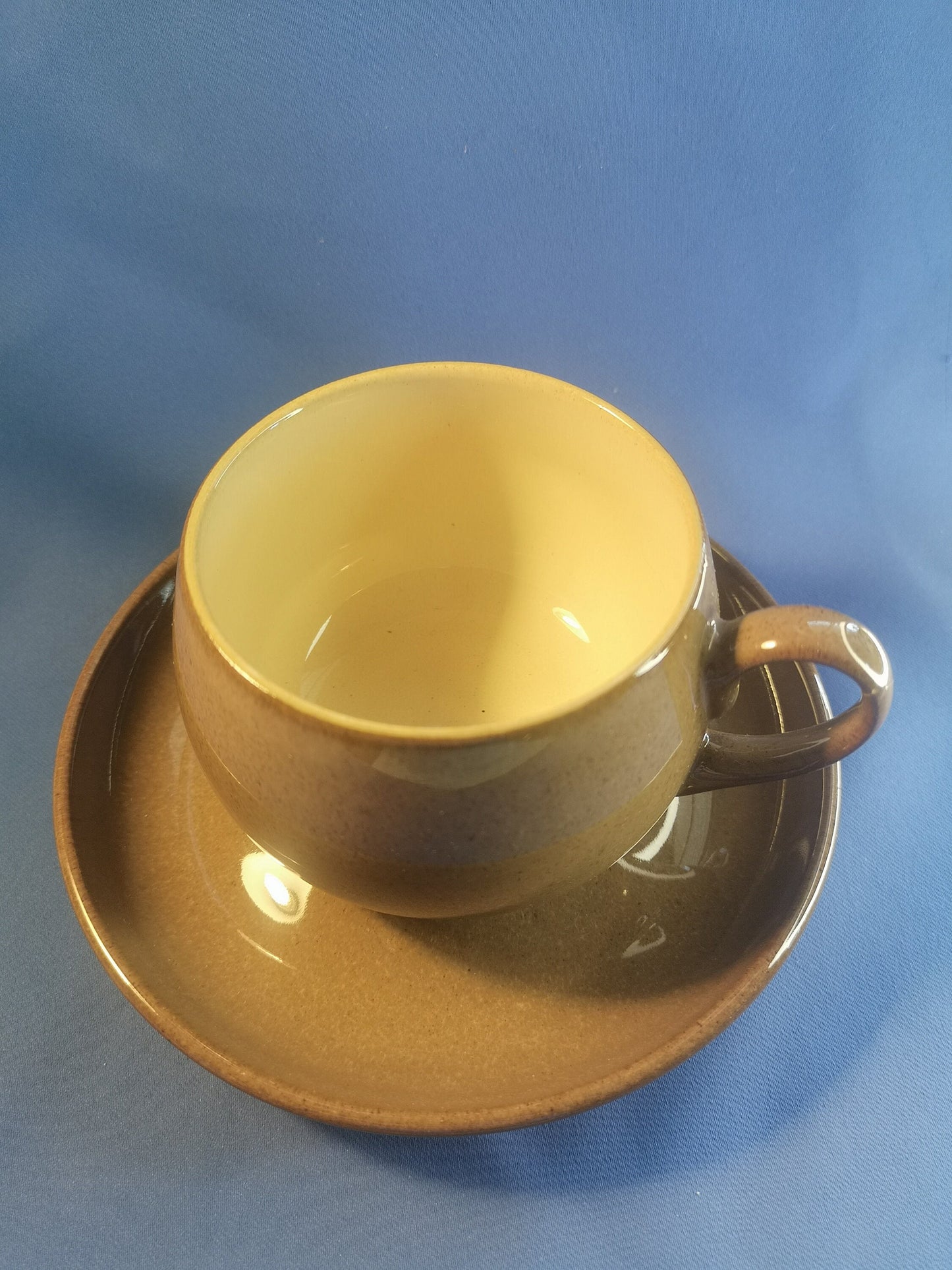 Denby Brown pampas coffee cup and saucer, sugar bowl, milk jug 1970s