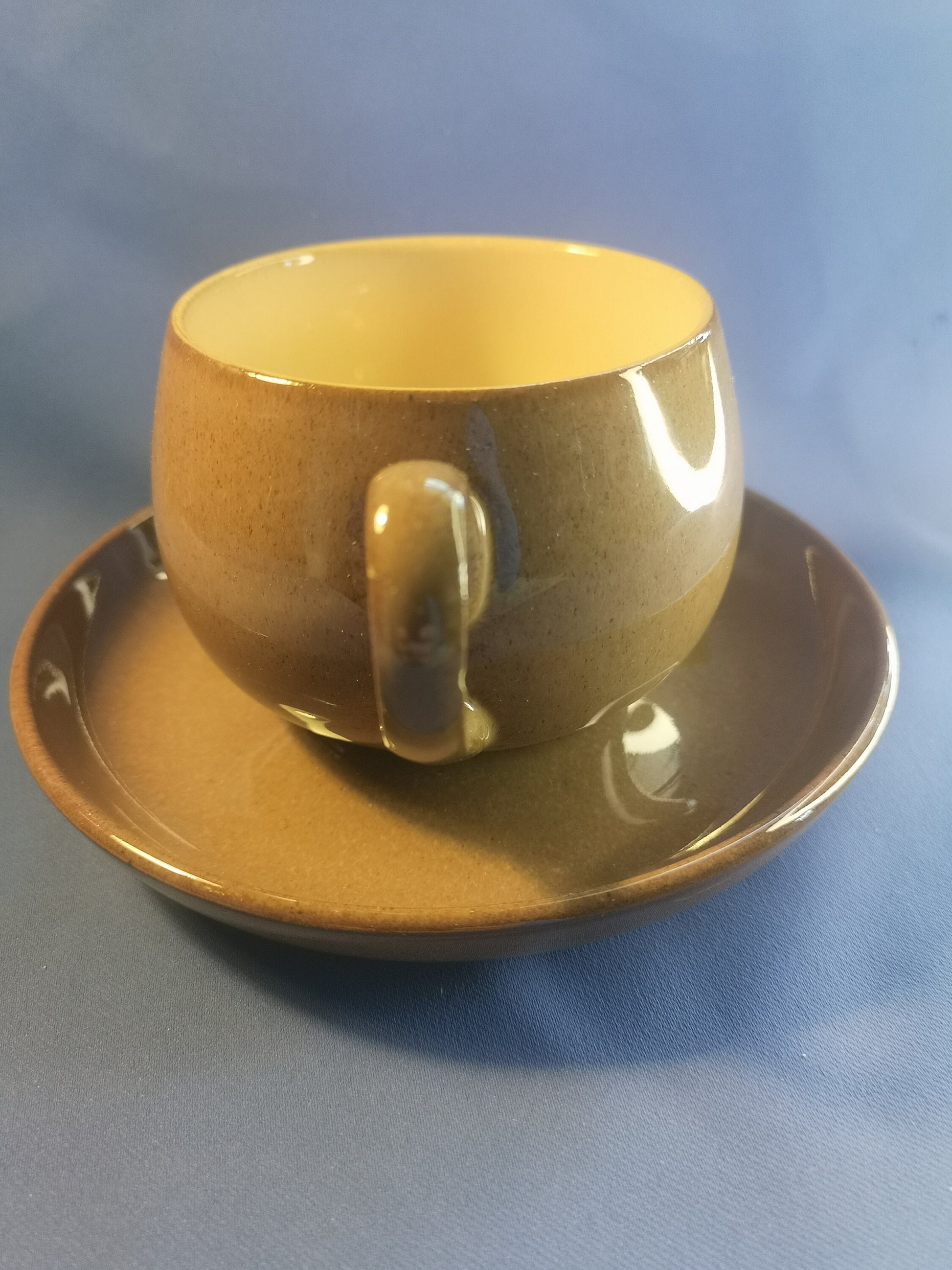 Denby Brown pampas coffee cup and saucer, sugar bowl, milk jug 1970s