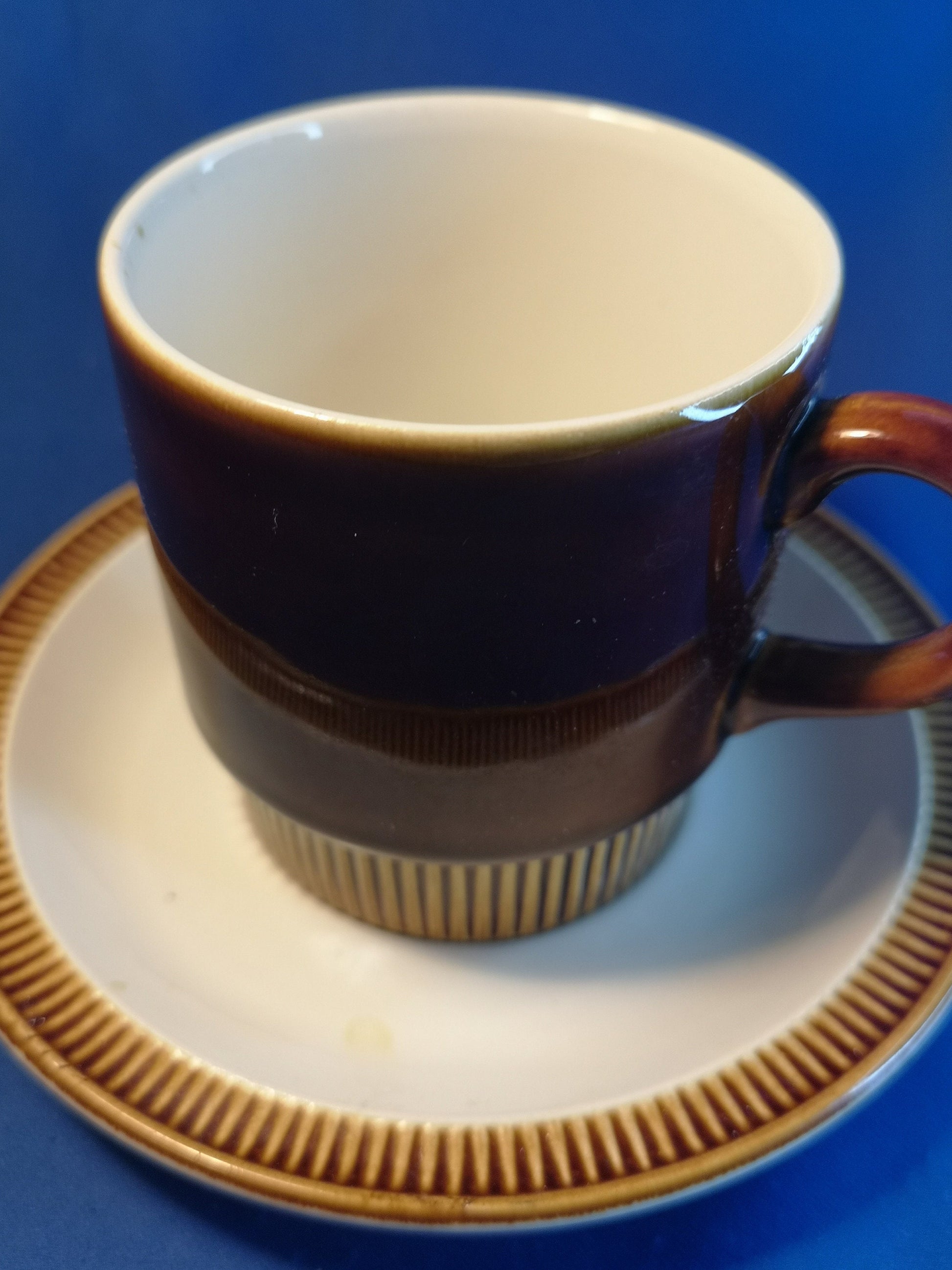 Poole pottery chestnut brown cup and saucer retro kitchenware