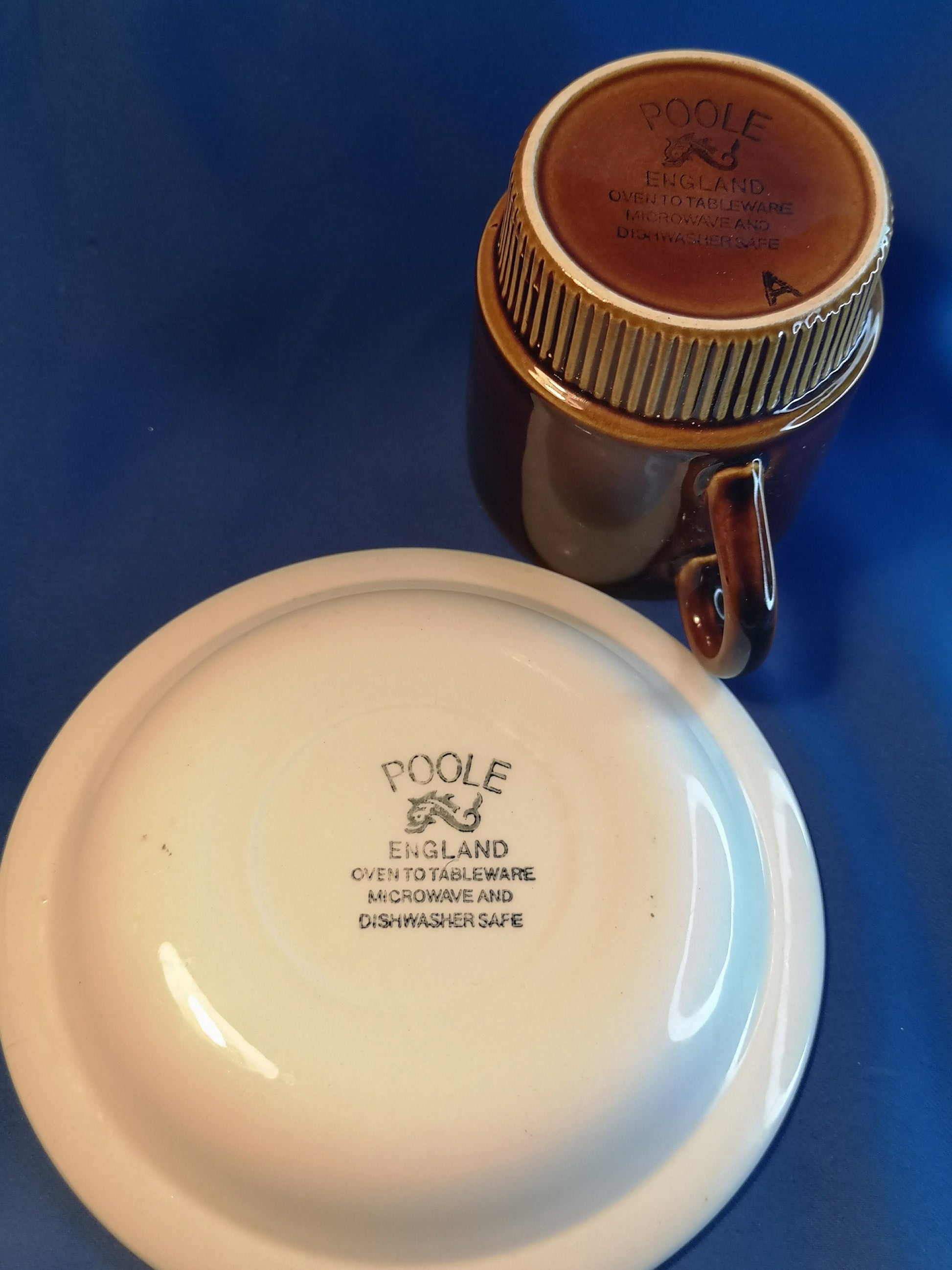 Poole pottery chestnut brown cup and saucer retro kitchenware