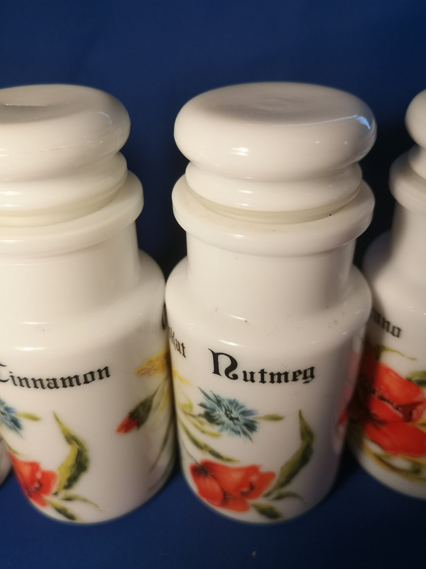 Milk glass spice jar made in France set of 6