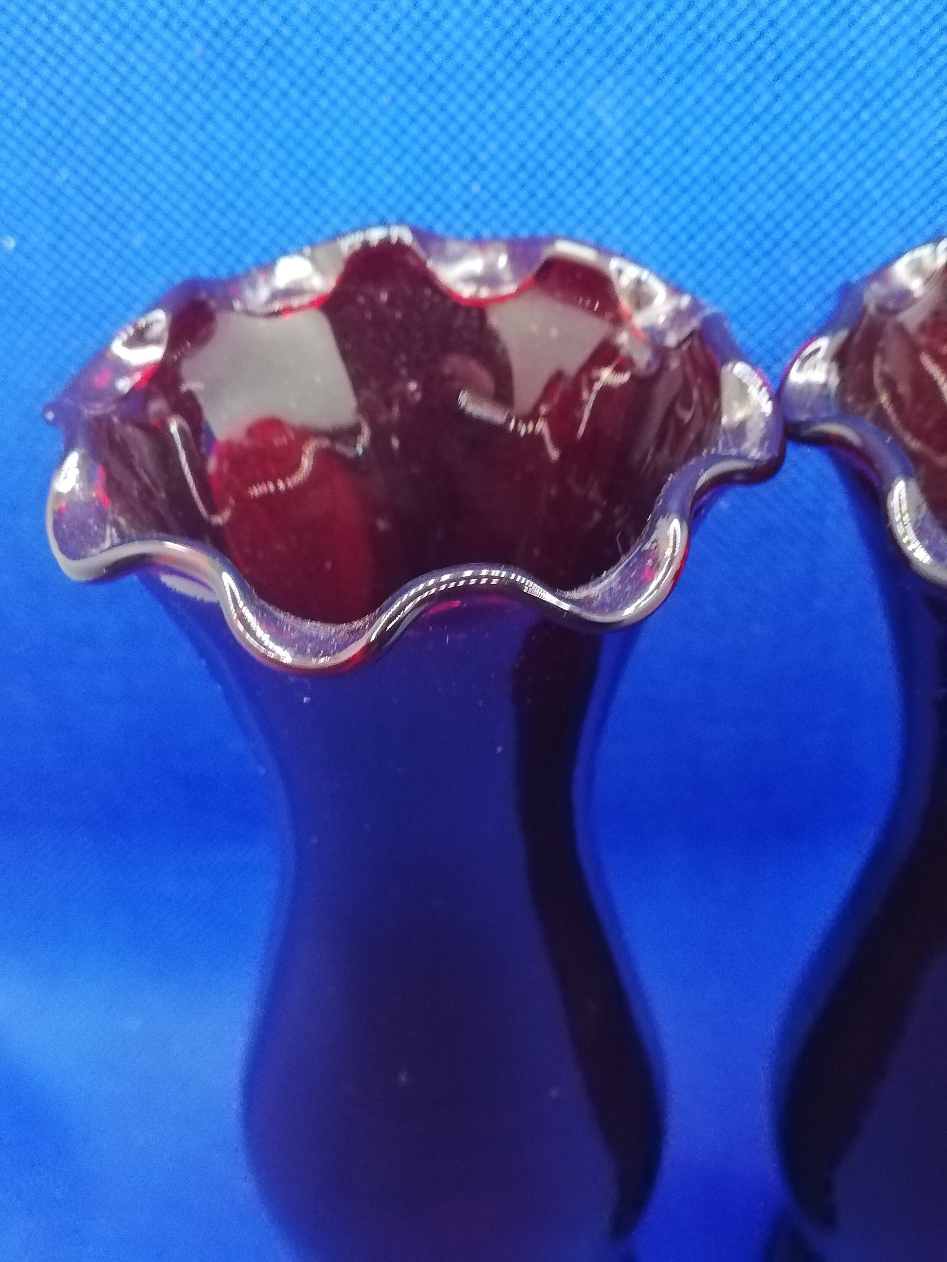 Pair of Anchor Hocking ruby red vases 6" high