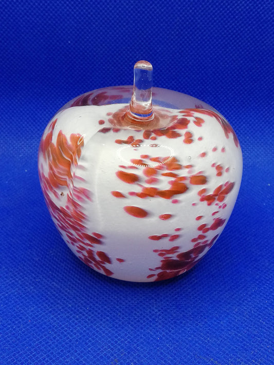 Avondale Glass paperweight - Apple shape - red and white - Pembrokeshire