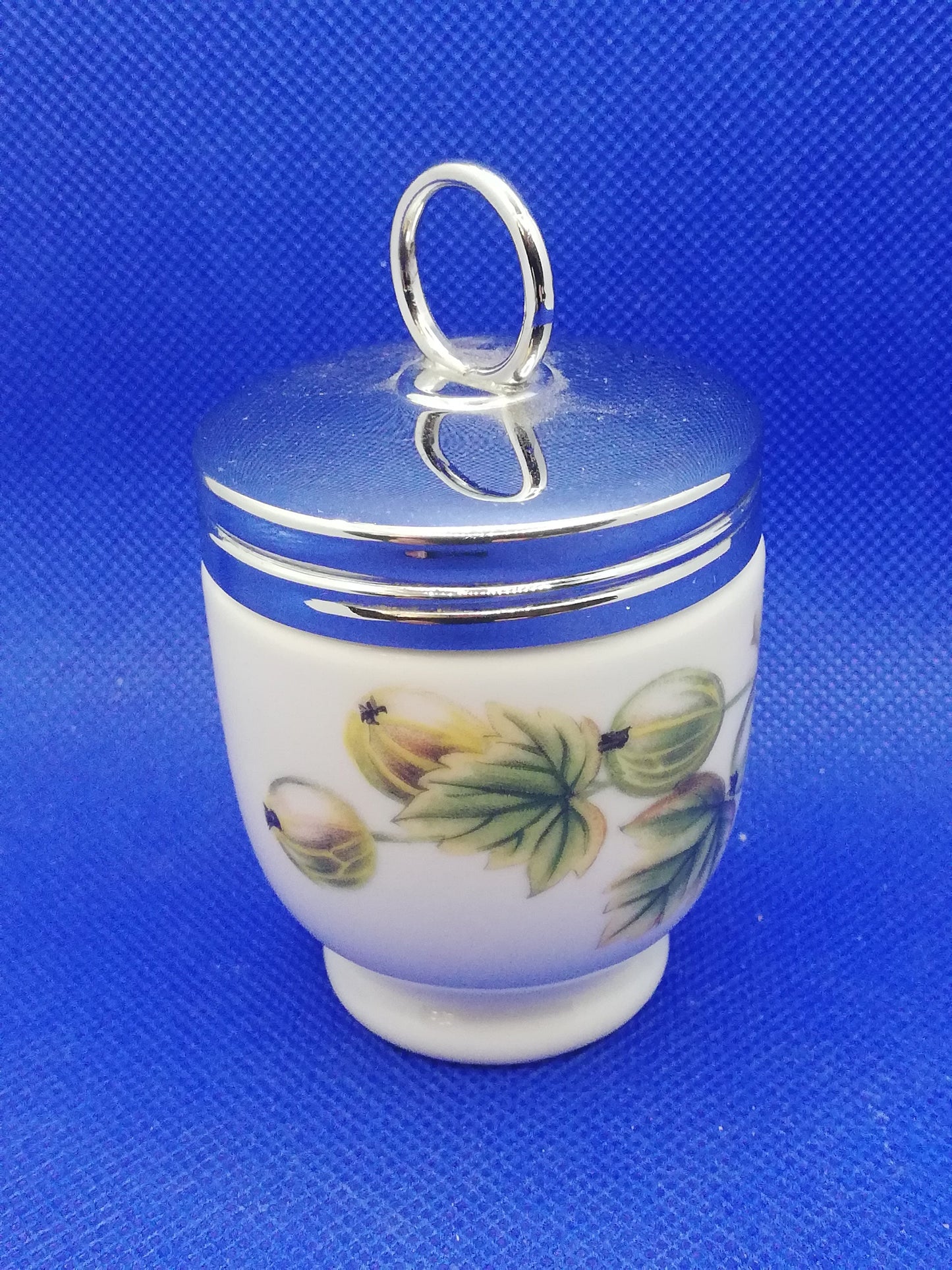 Royal Worcester porcelain egg coddler 1 egg Pershore with Gooseberry fruit and flowers