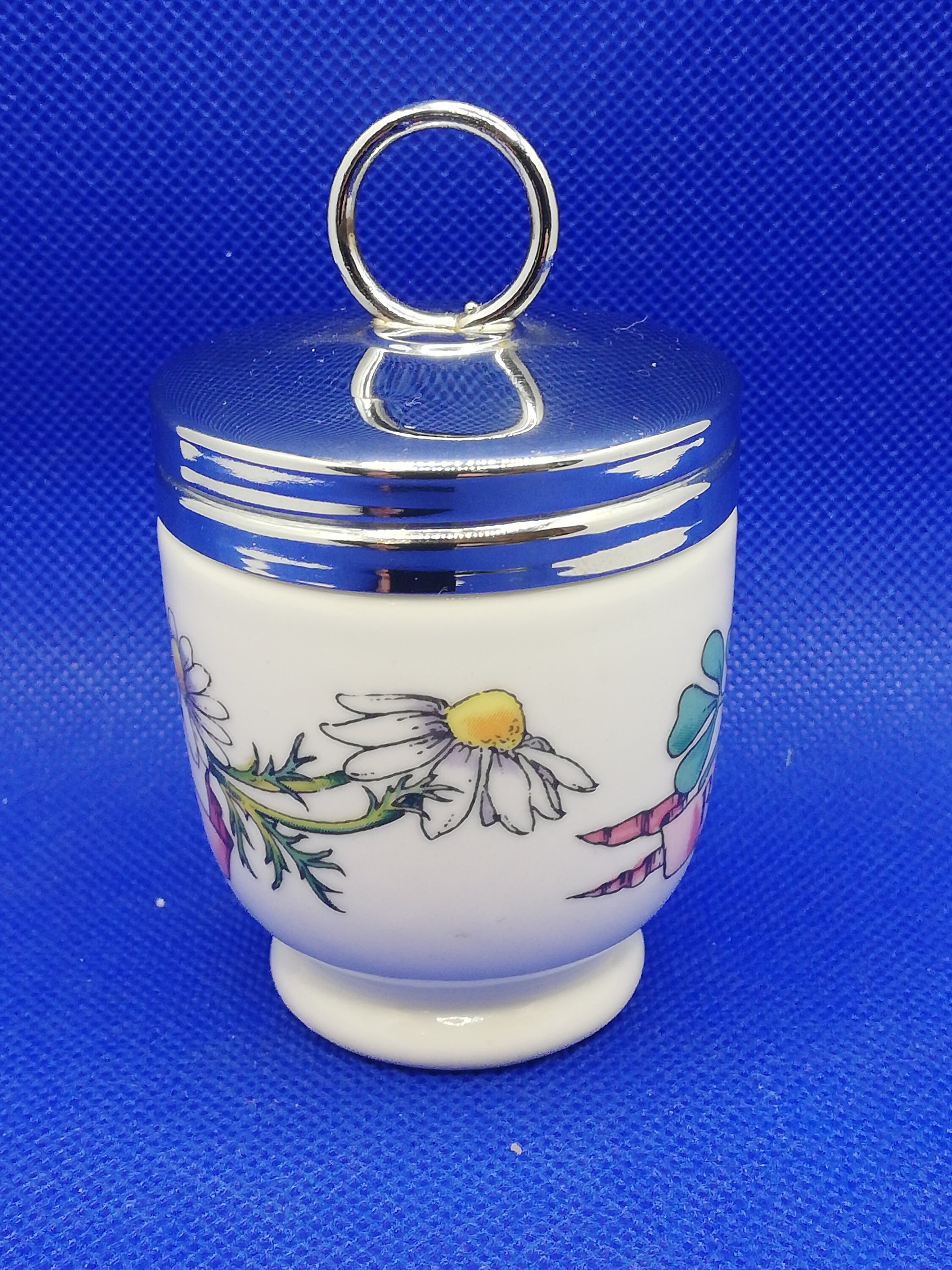 Royal Worcester porcelain egg coddler small, Rue & Chamomile design