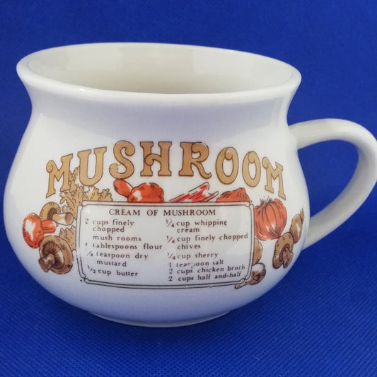 Soup bowl with mushroom recipe printed on it - Made in china - great inexpensive present