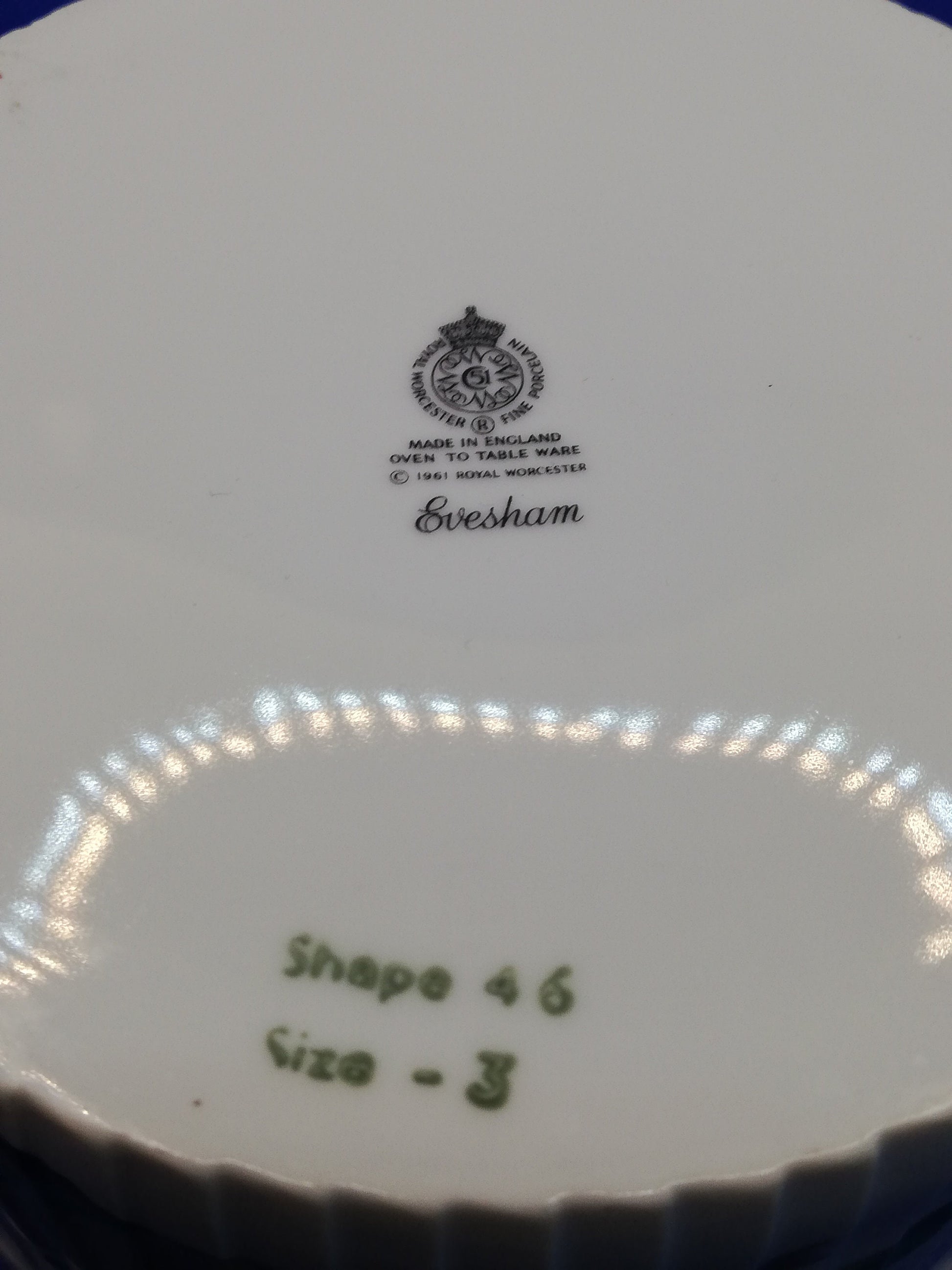 Royal Worcester Evesham souffle dish