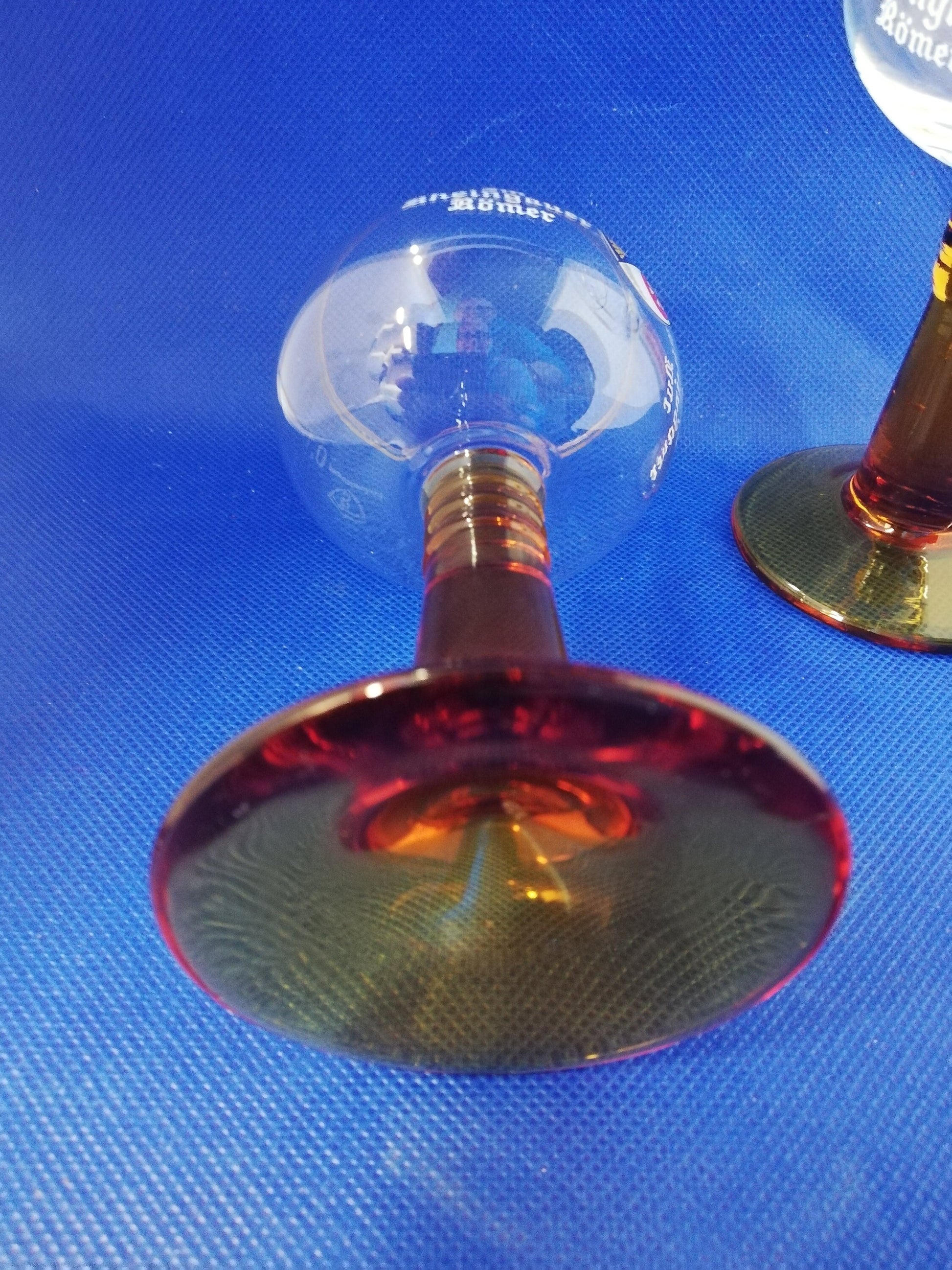 Pair of German glasses, brown stem - wine glass