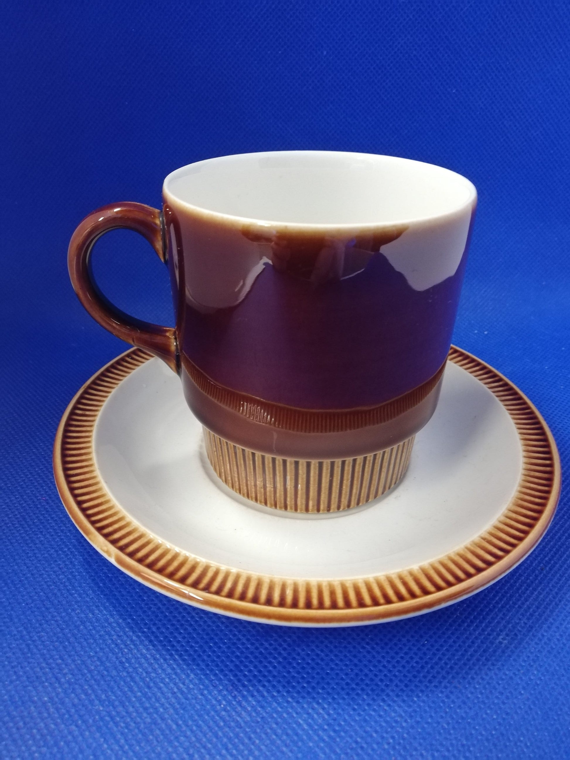 Poole pottery "chestnut brown" cup and saucer - lovely retro look