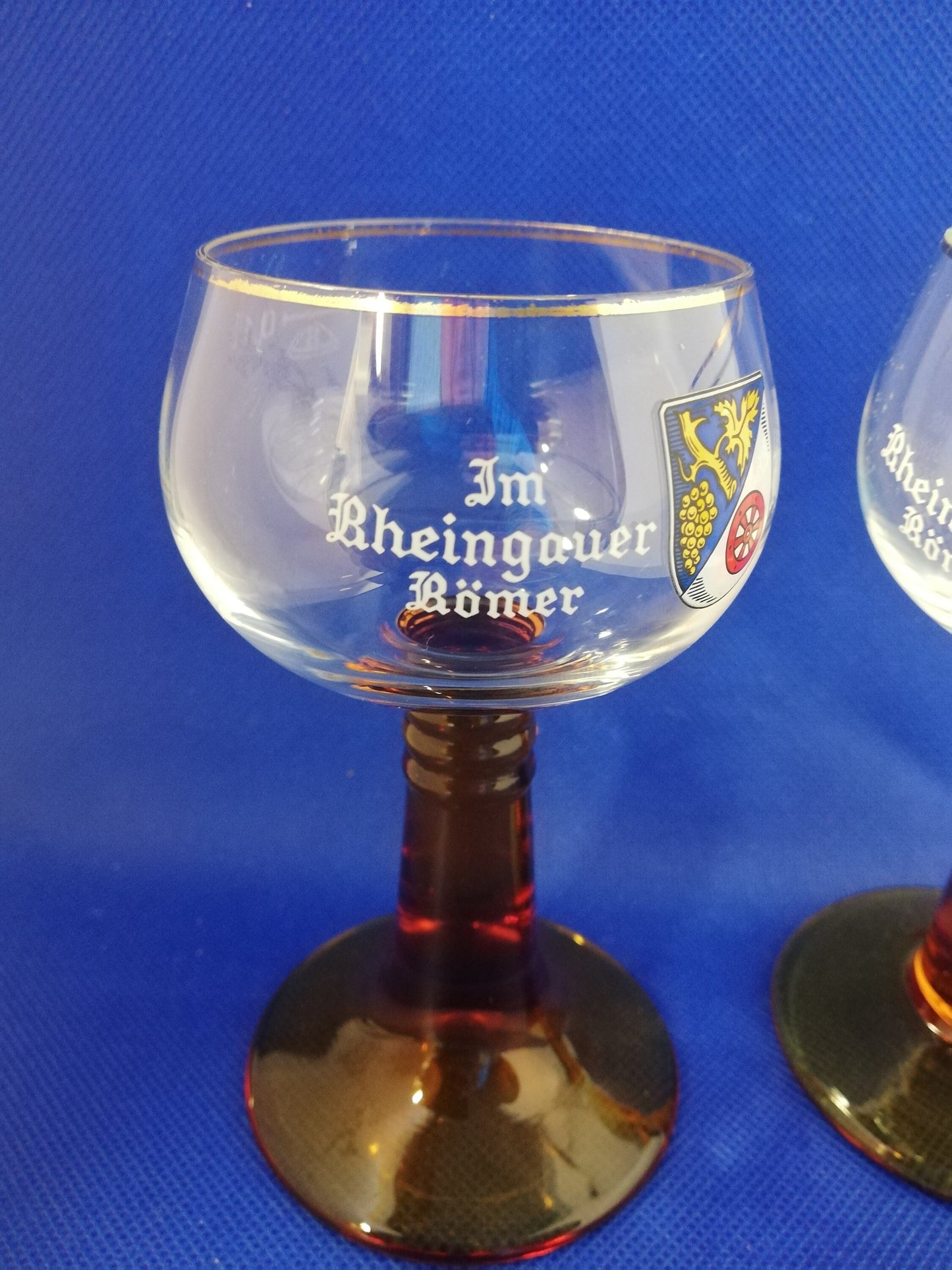 Pair of German glasses, brown stem - wine glass