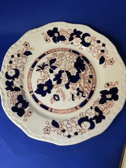 Mason's Mandarin blue / brown hexagonal 8" plate