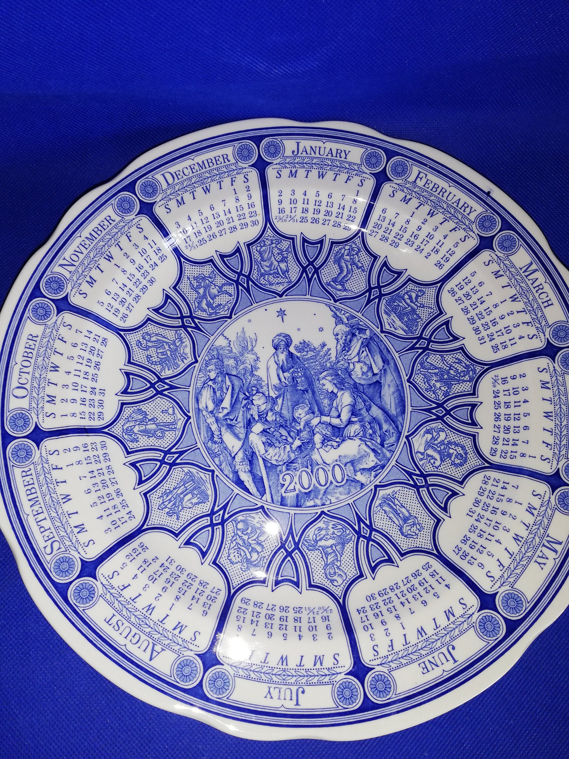 Spode blue and white 2000 calender plate