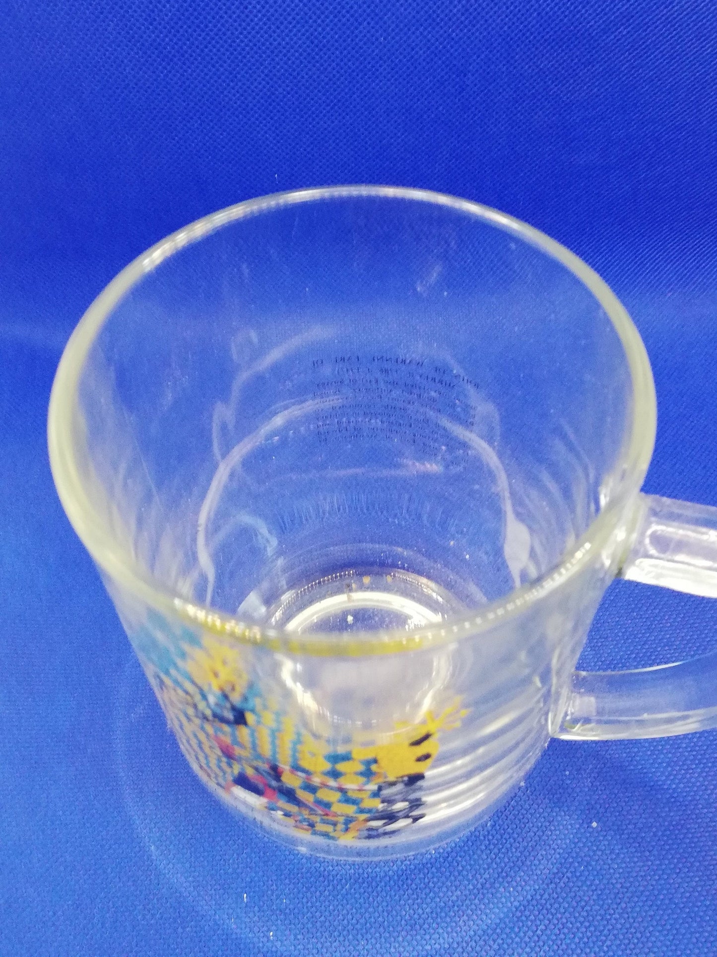 Handled beer glass celebrating Jo-De-Warenne pressed glass made in france