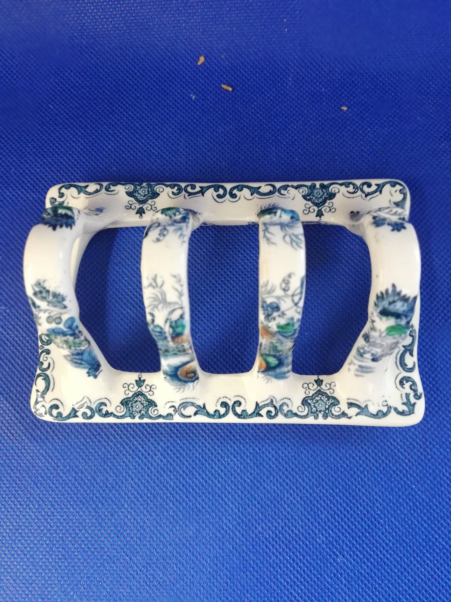 Mason's Ironstone Blue Fruit Basket 3 Slot Toast Rack, Vintage Kitchen Decor, Blue Ironstone, Antique Toast Holder