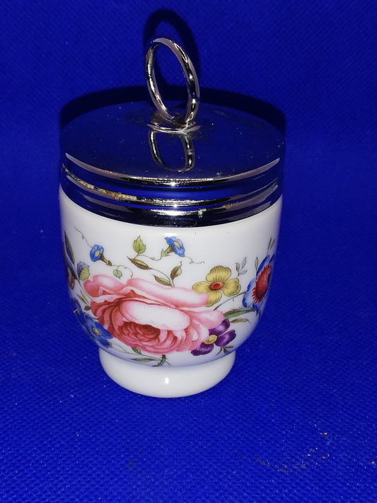 Royal Worcester Porcelain Egg Coddler, Small Bournemouth Pink Rose, Vintage Kitchen Decor