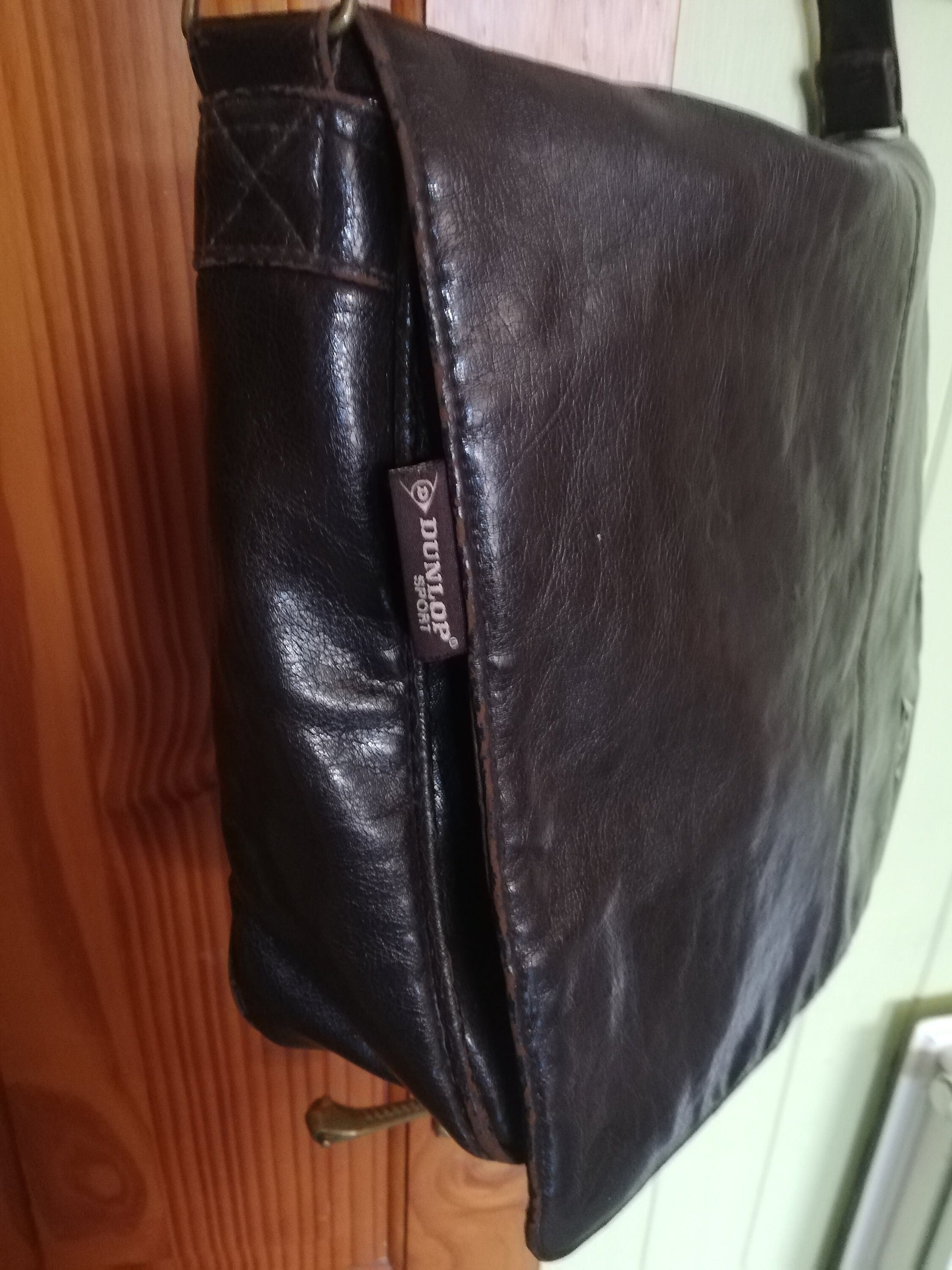 Dunlop messenger / sport bag - retro Brown leather look