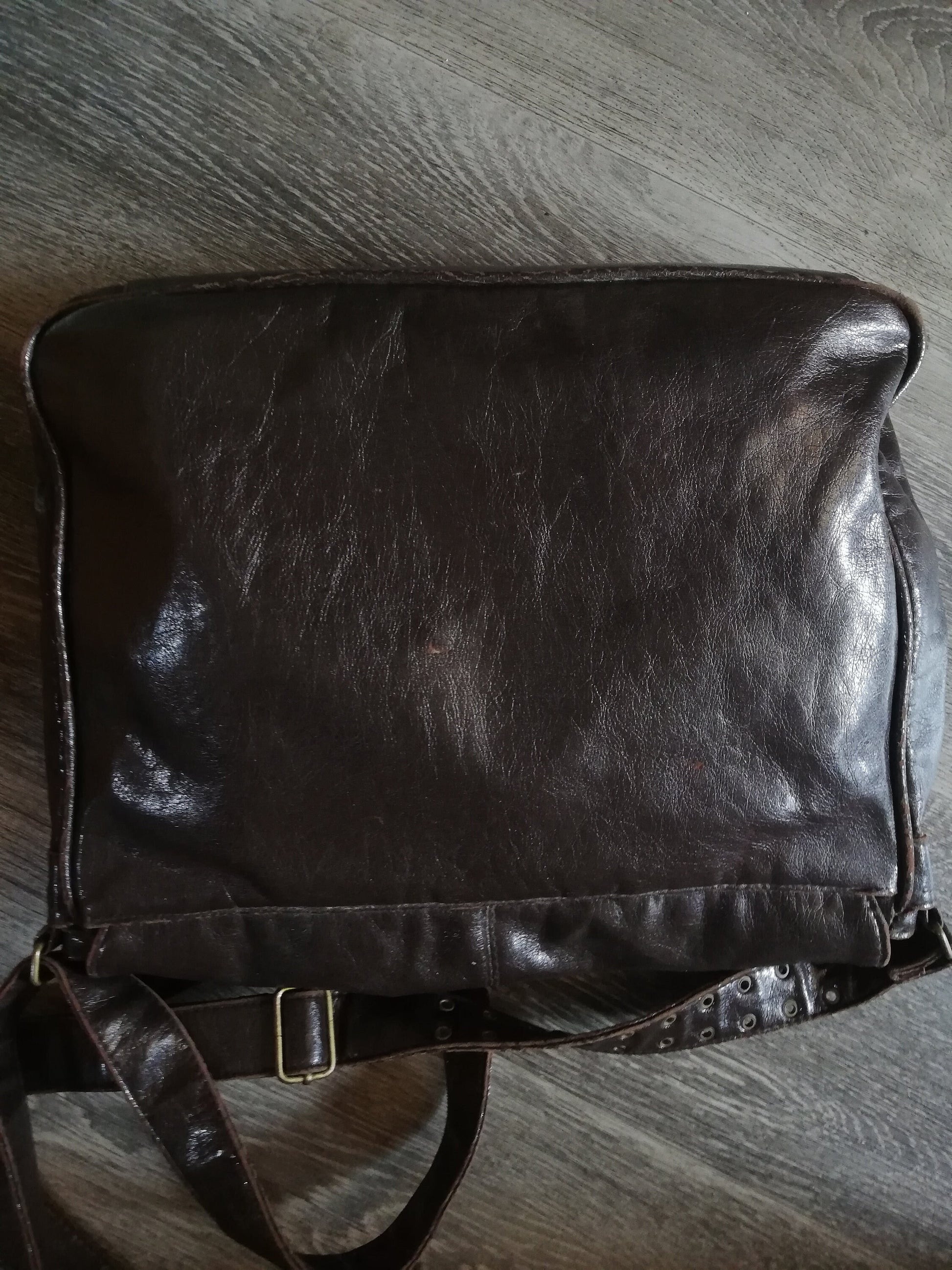 Dunlop messenger / sport bag - retro Brown leather look