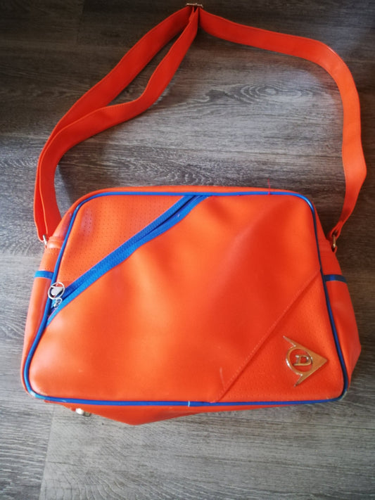 Dunlop sports shoulder bag - retro orange and blue