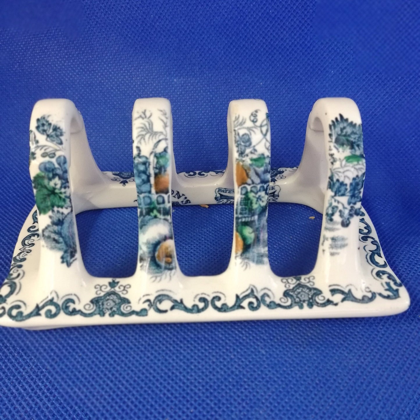 Mason's Ironstone Blue Fruit Basket 3 Slot Toast Rack, Vintage Kitchen Decor, Blue Ironstone, Antique Toast Holder