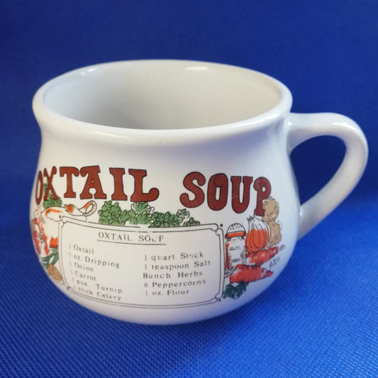 Oxtail soup cup with printed recipe